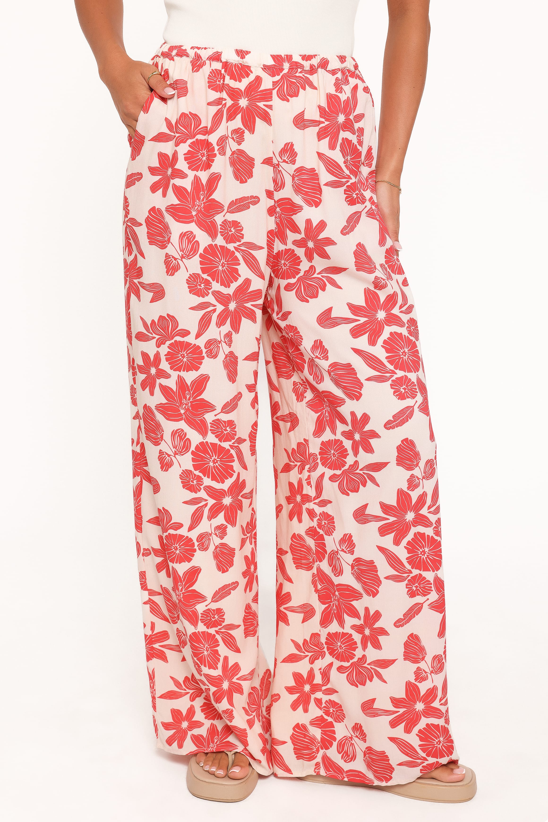 Petal and Pup USA BOTTOMS Lira Tie Waist Pant - Red Floral