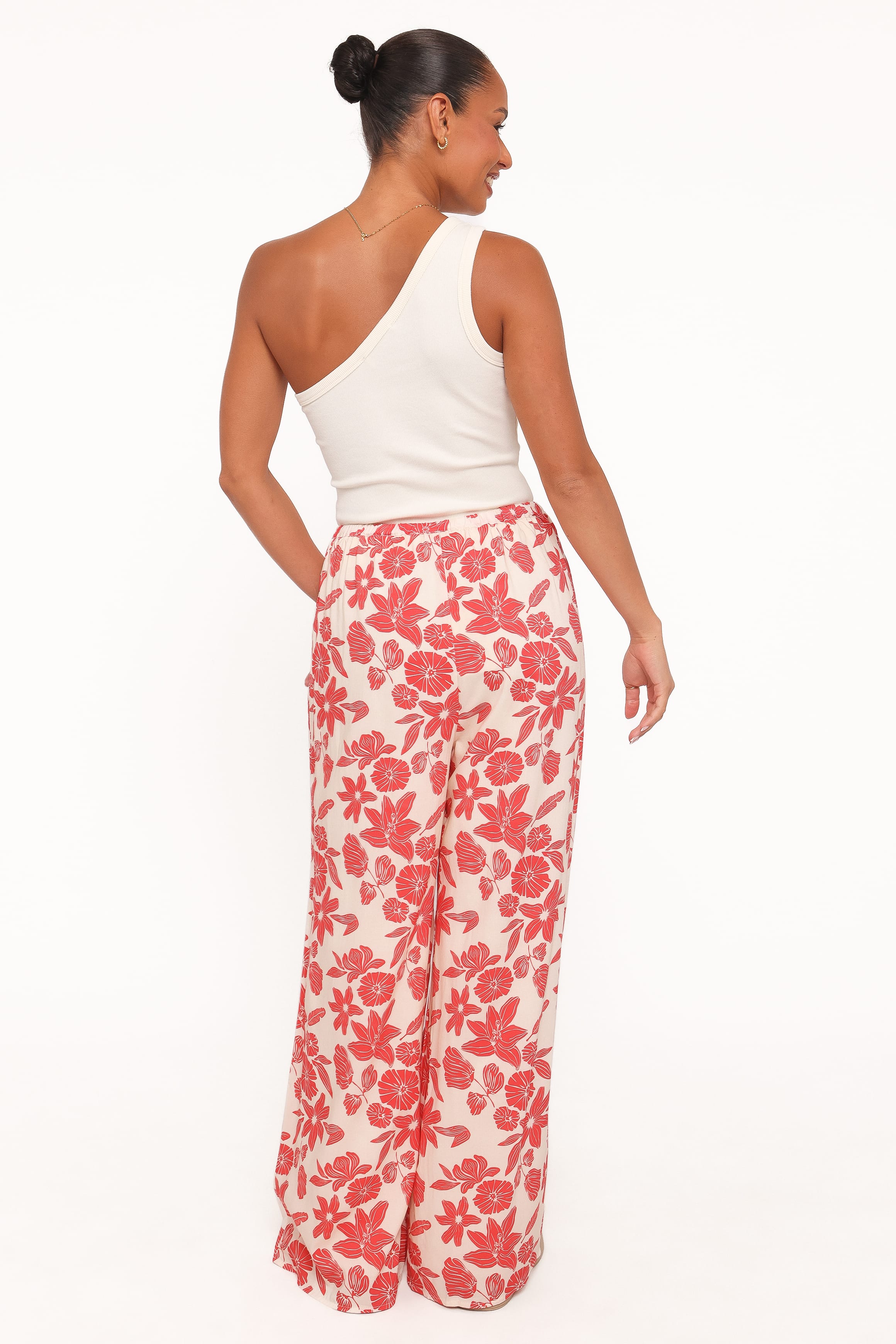 Petal and Pup USA BOTTOMS Lira Tie Waist Pant - Red Floral
