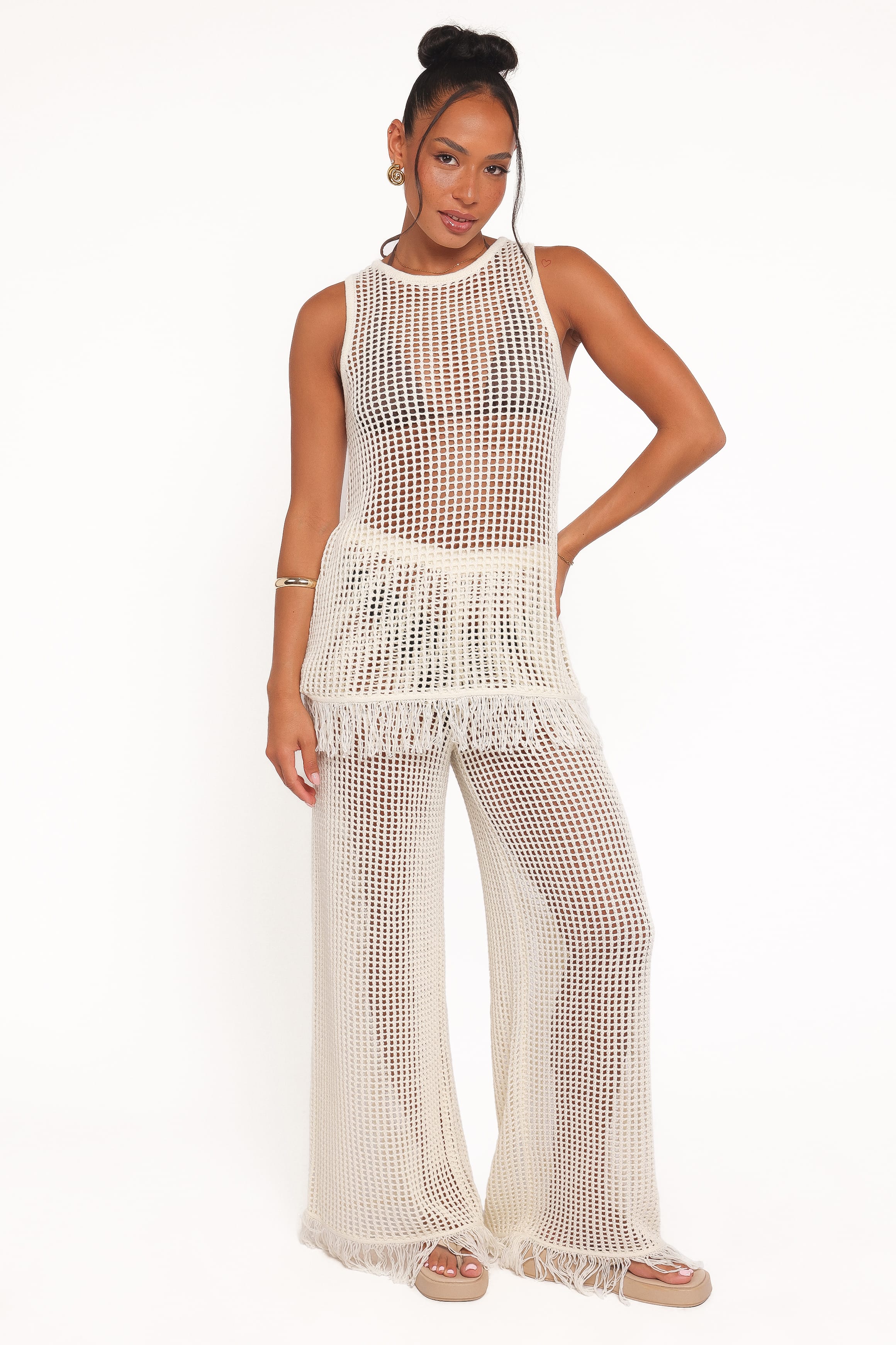 Petal and Pup USA BOTTOMS Lorna Knitted Pant - Off White