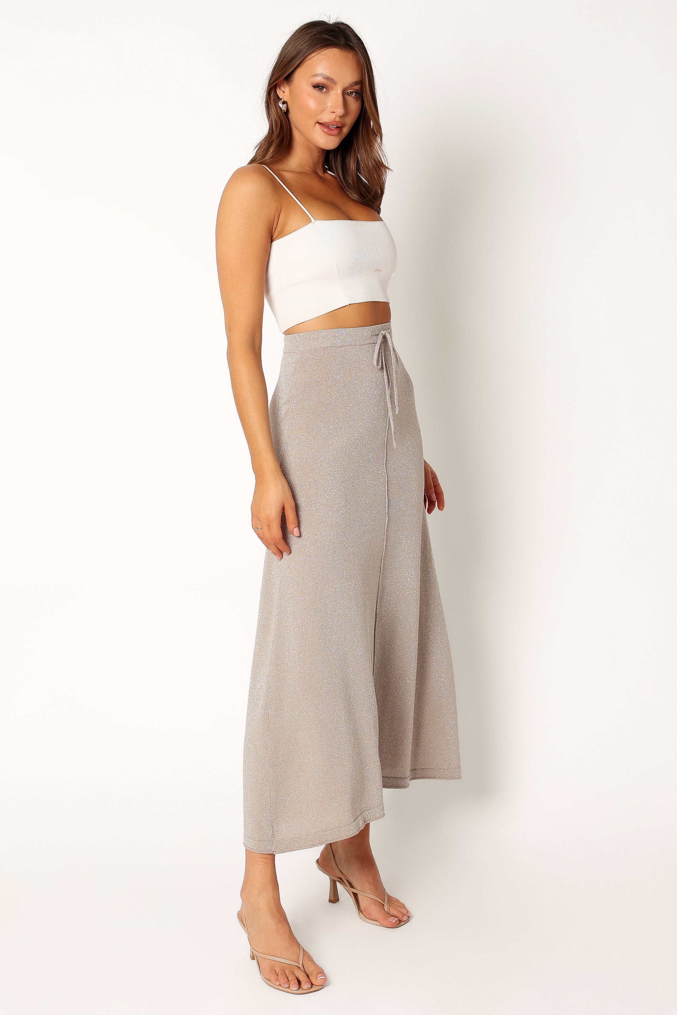 Petal and Pup USA BOTTOMS Lucille Knit Skirt - Silver