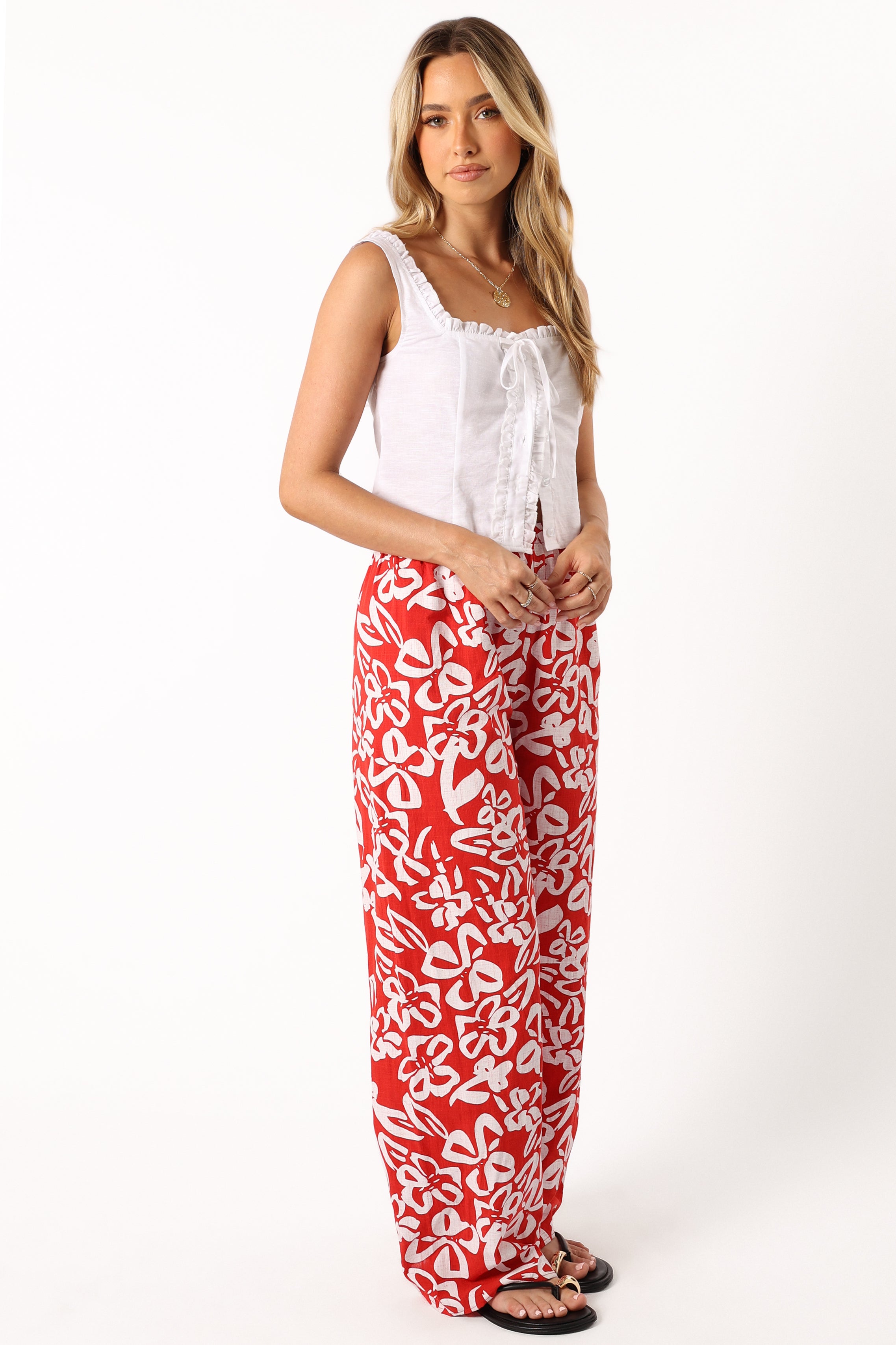 Petal and Pup USA BOTTOMS Luna Pants - Red Floral
