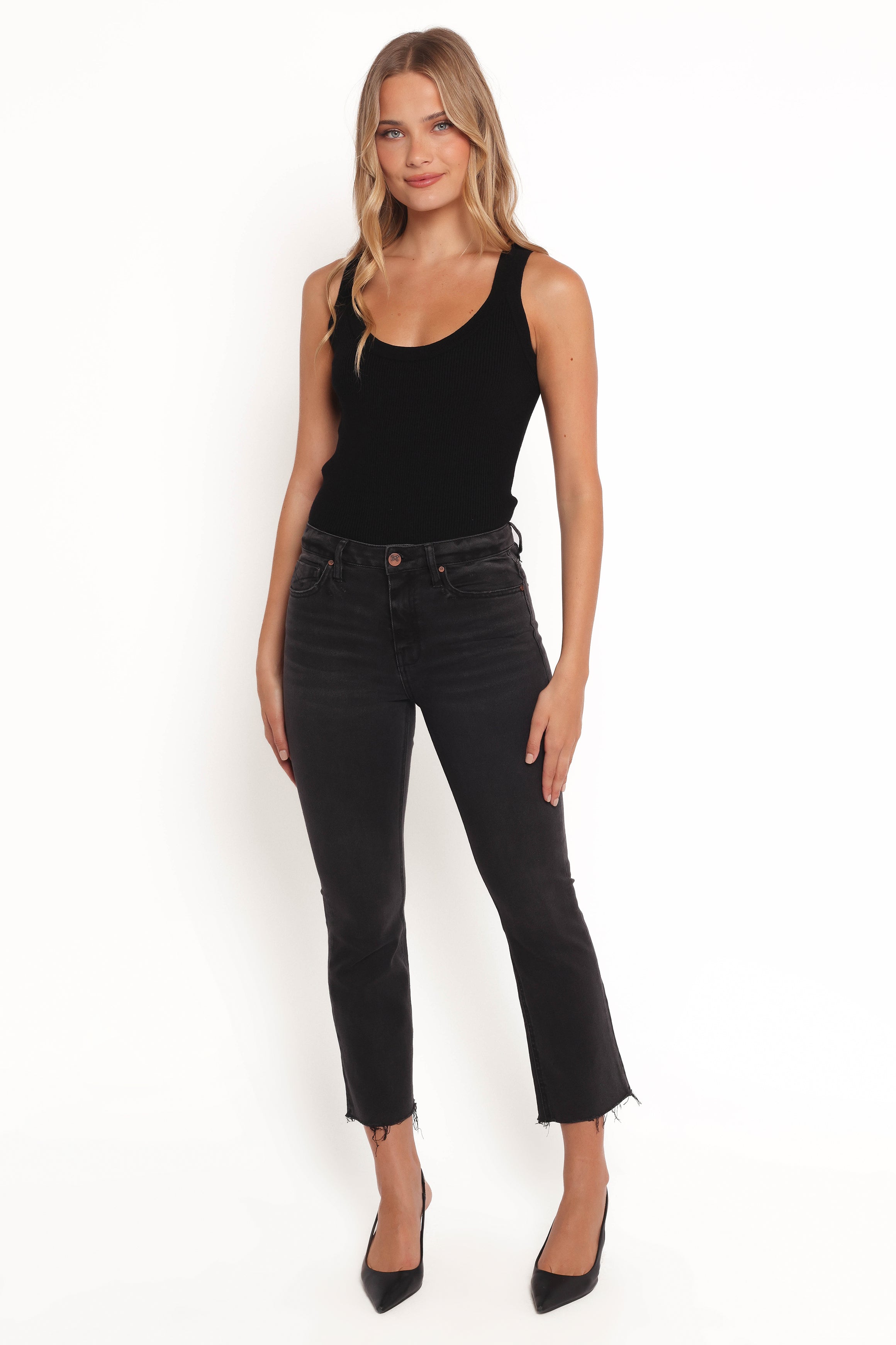 Petal and Pup USA BOTTOMS Marlow Mid Rise Crop Flare Jeans - Psych