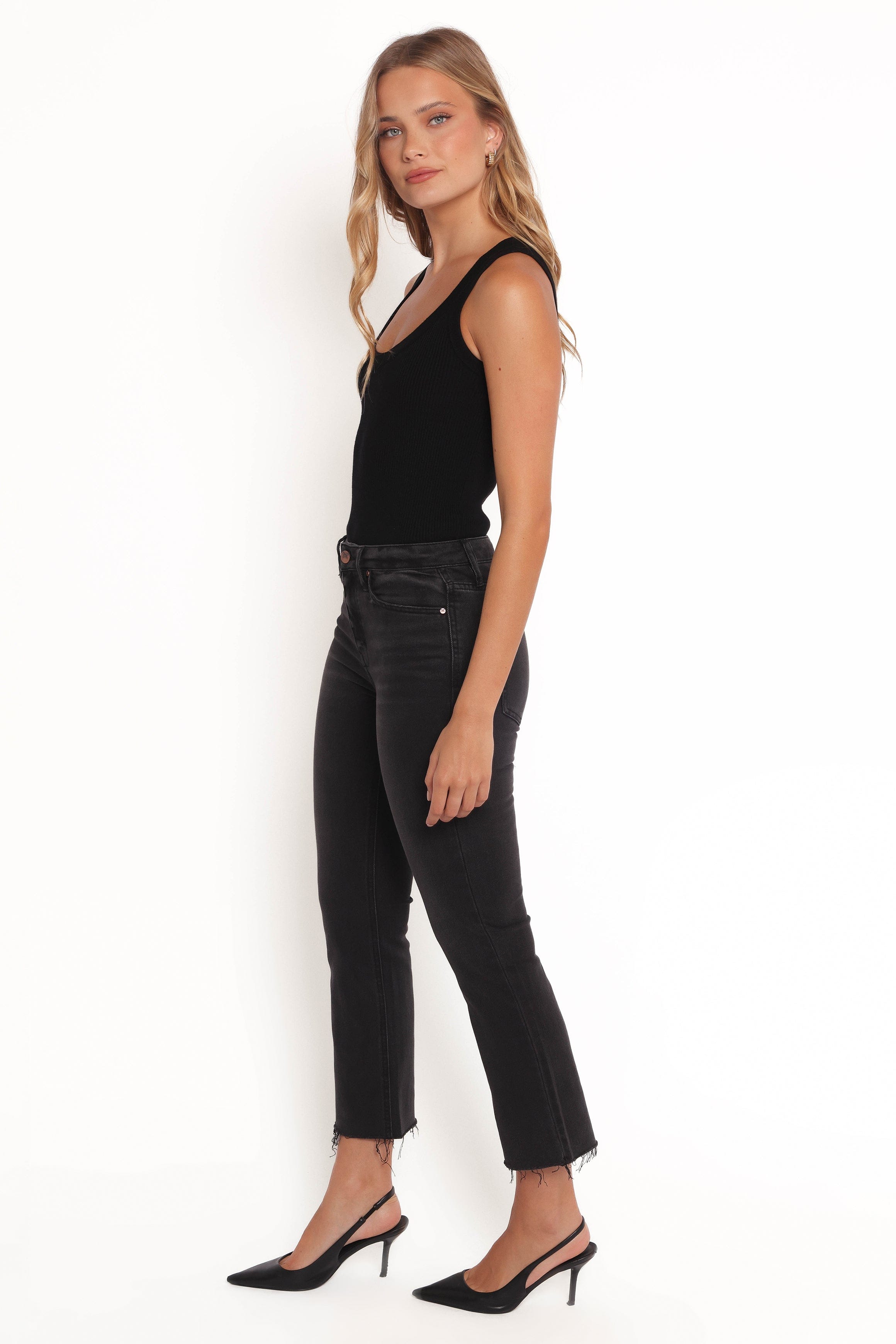 Petal and Pup USA BOTTOMS Marlow Mid Rise Crop Flare Jeans - Psych