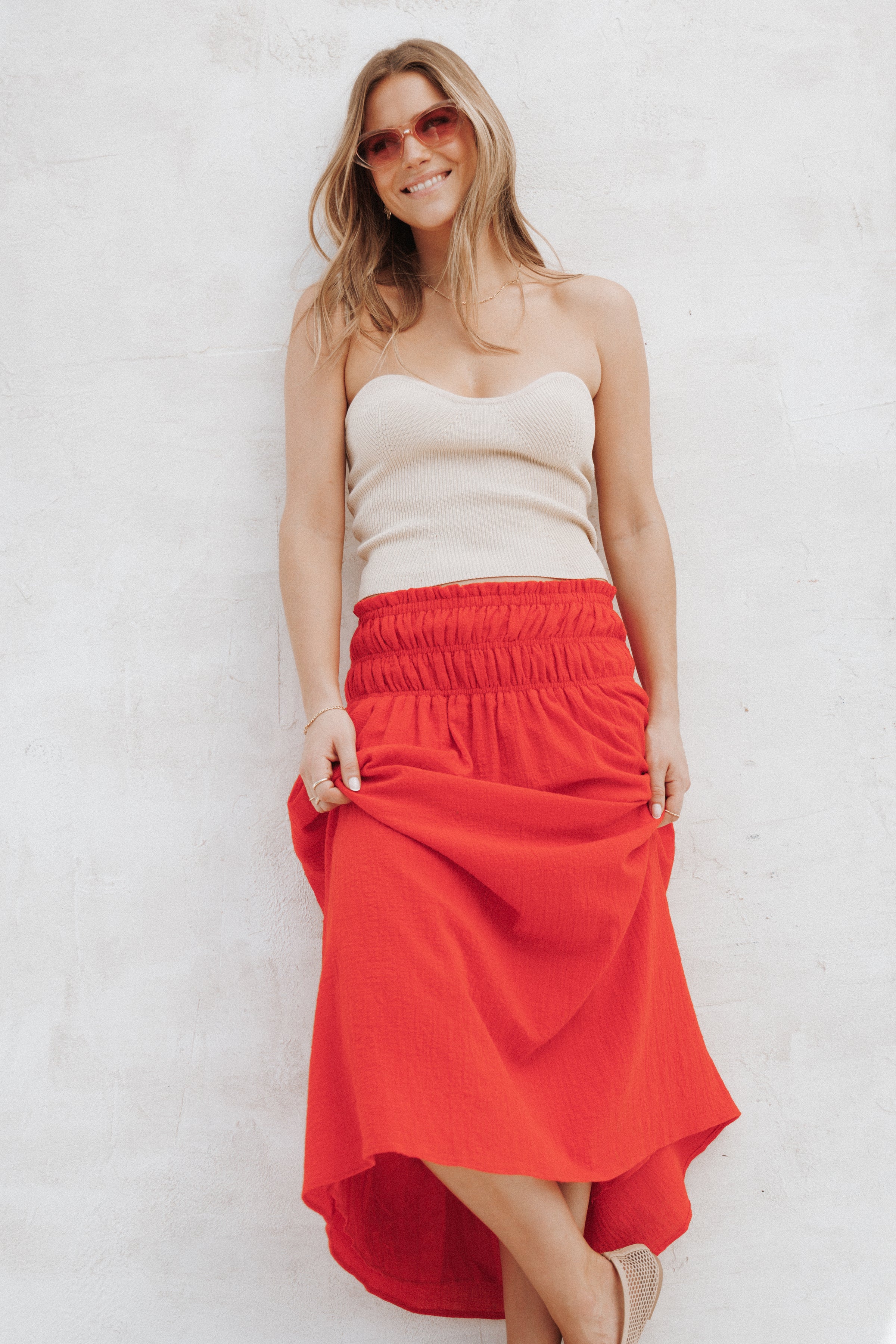 Petal and Pup USA BOTTOMS Mattea Maxi Skirt - Red