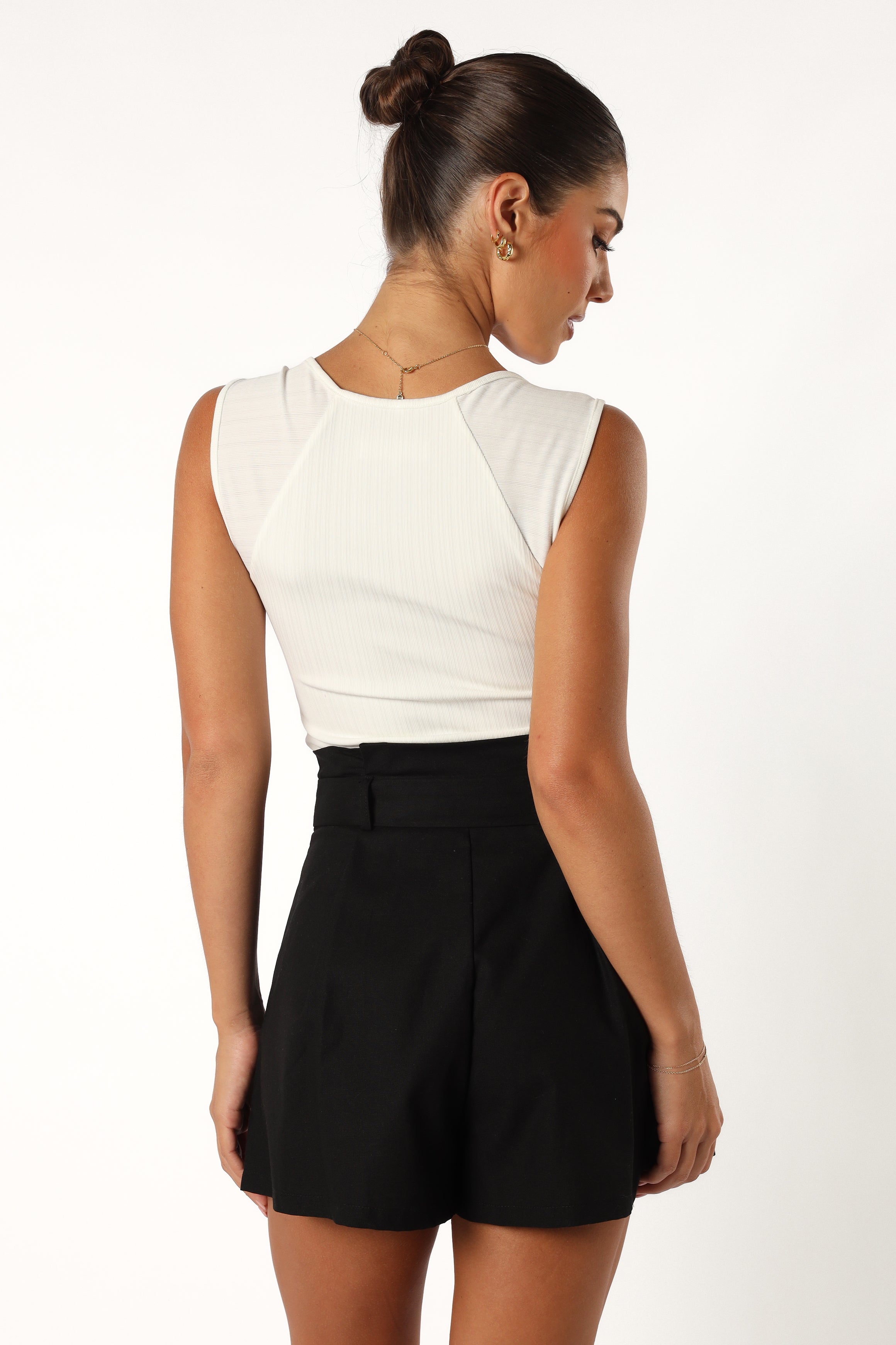 Petal and Pup USA BOTTOMS Maya High Waisted Paperbag Shorts - Black