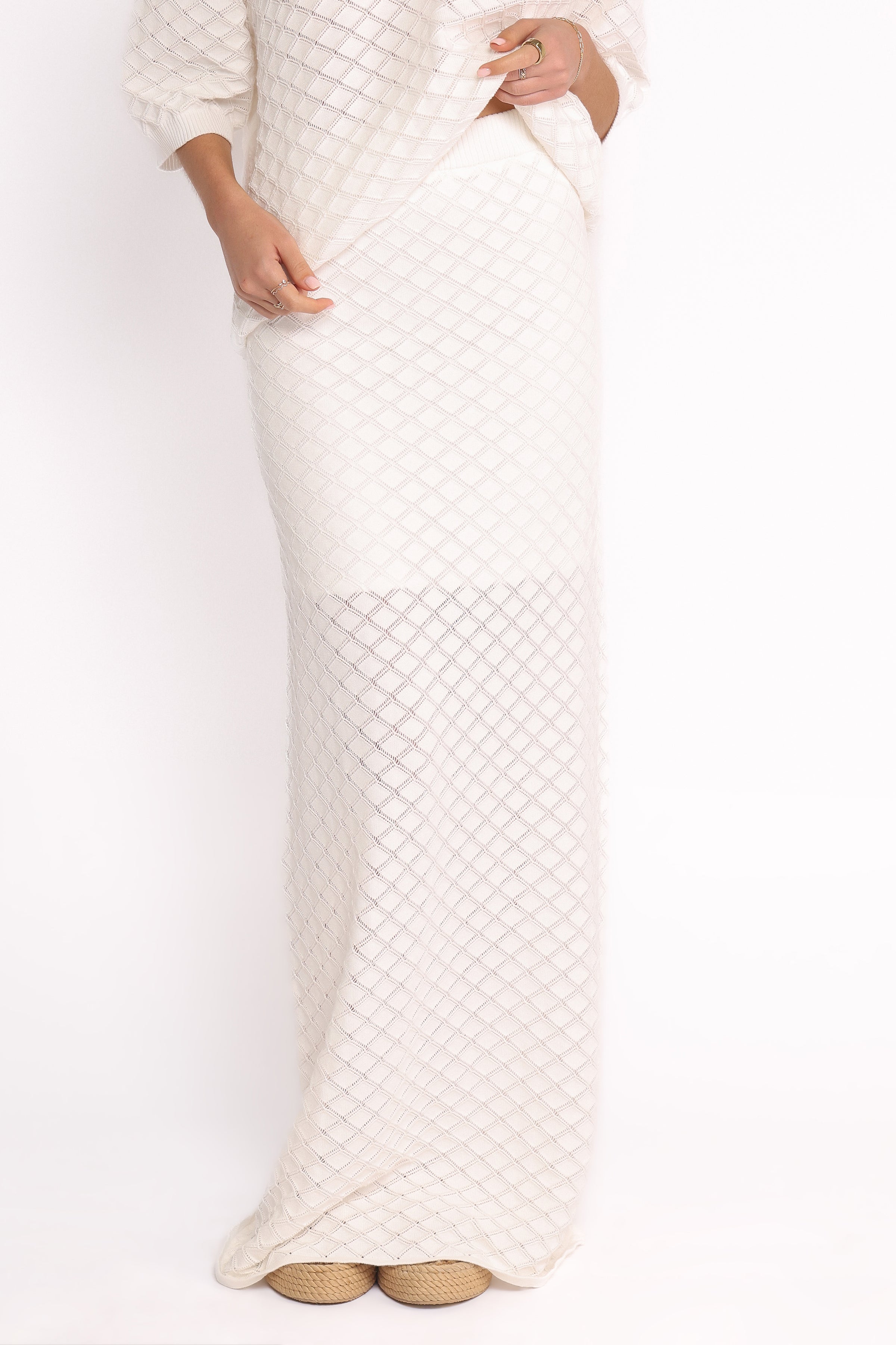 Petal and Pup USA BOTTOMS Meera Midi Skirt - White (Hold for Amazon)