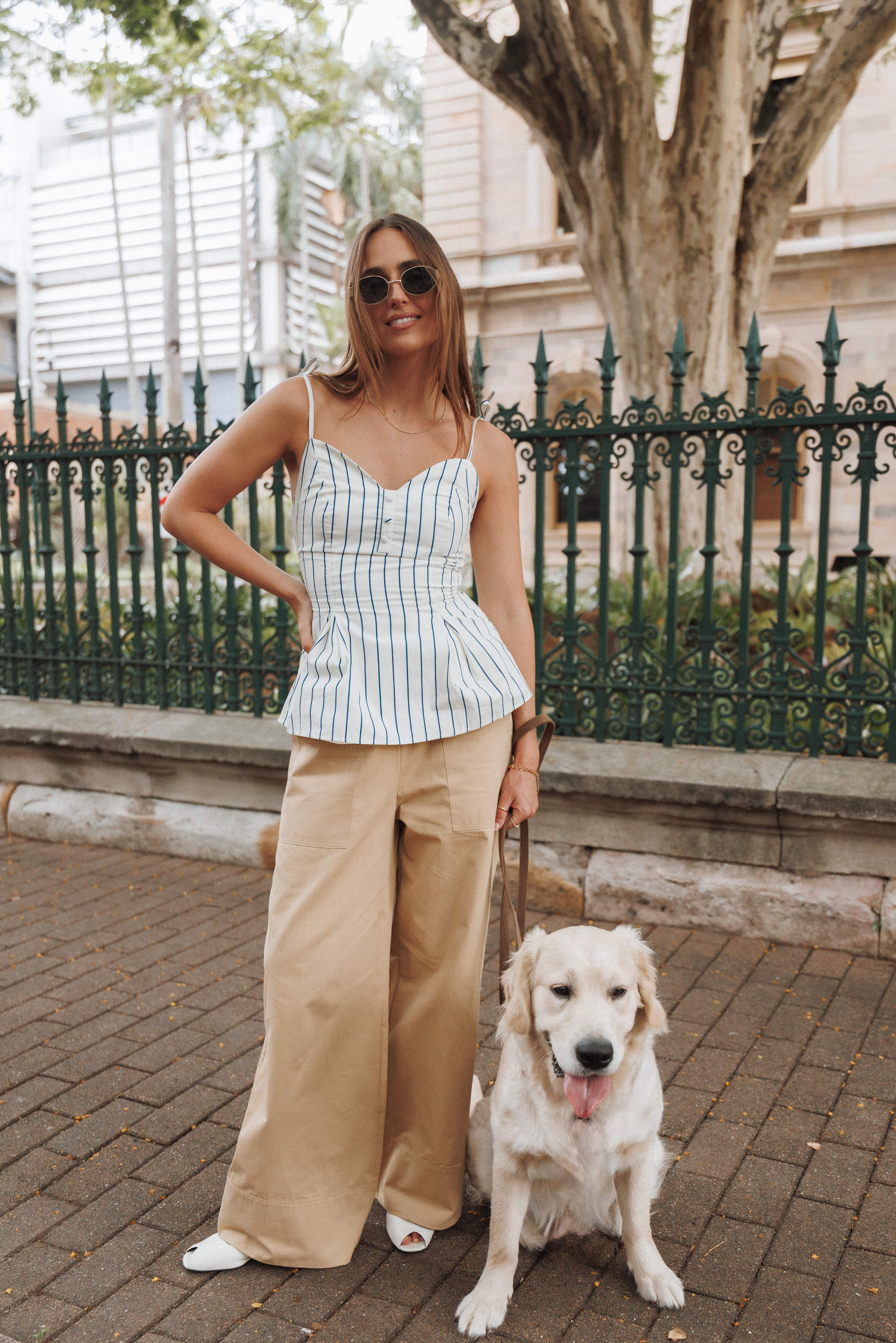 Petal and Pup USA BOTTOMS Mia Wide Leg Cropped Pant - Taupe