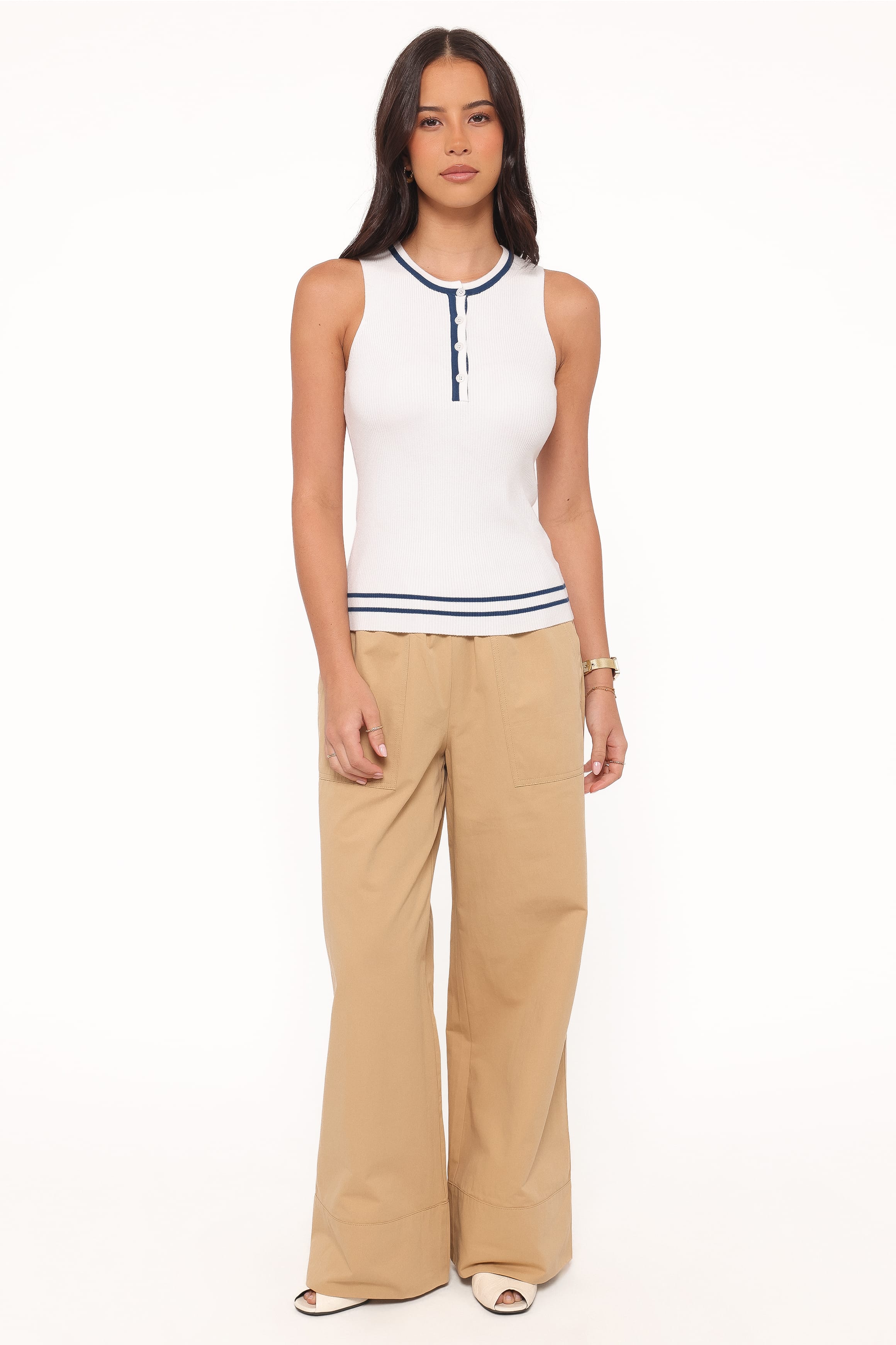 Petal and Pup USA BOTTOMS Mia Wide Leg Cropped Pant - Taupe