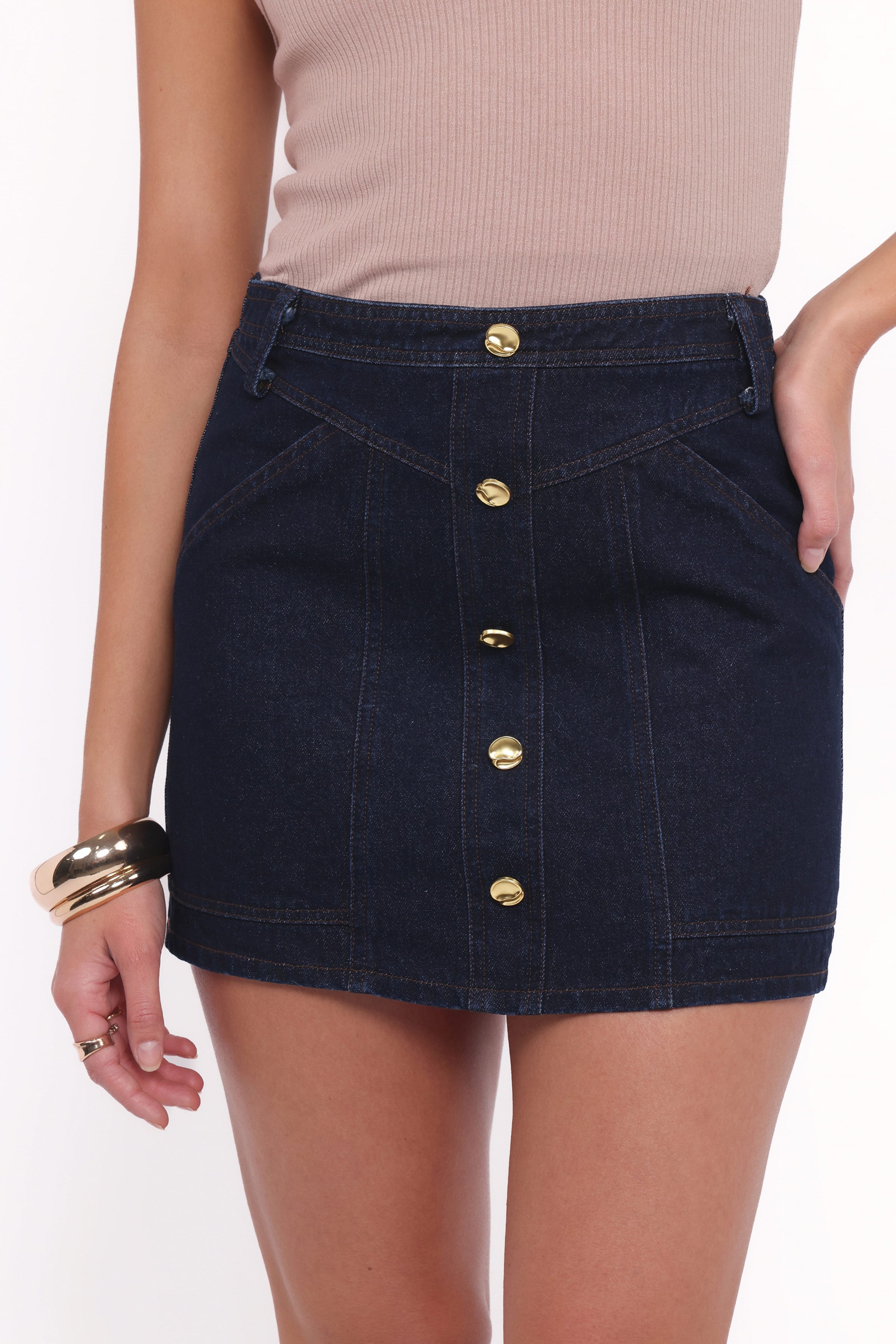Petal and Pup USA BOTTOMS Narla Mini Skirt - Dark Denim