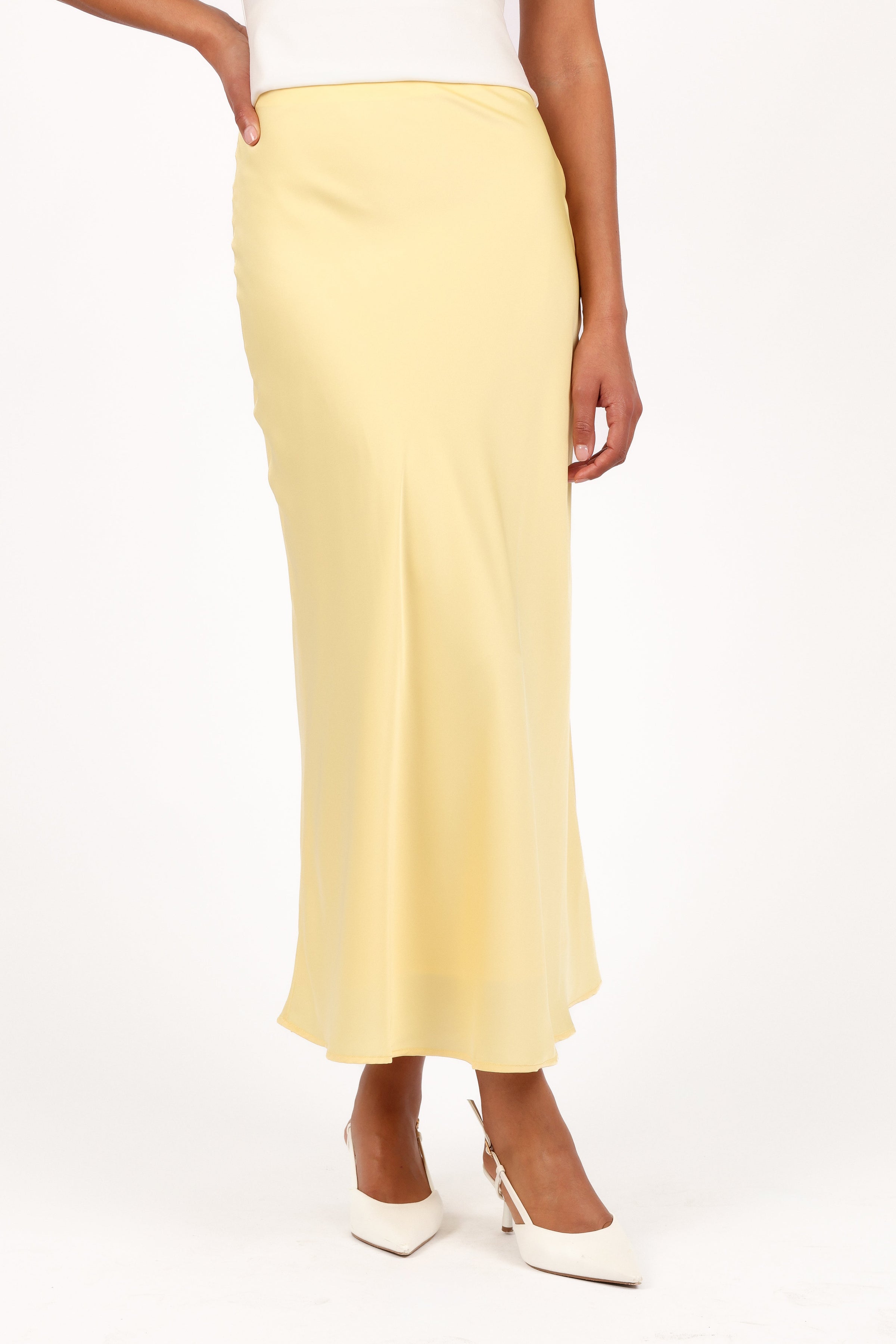 Petal and Pup USA BOTTOMS Nellie Satin Midi Skirt - Honeysuckle Yellow
