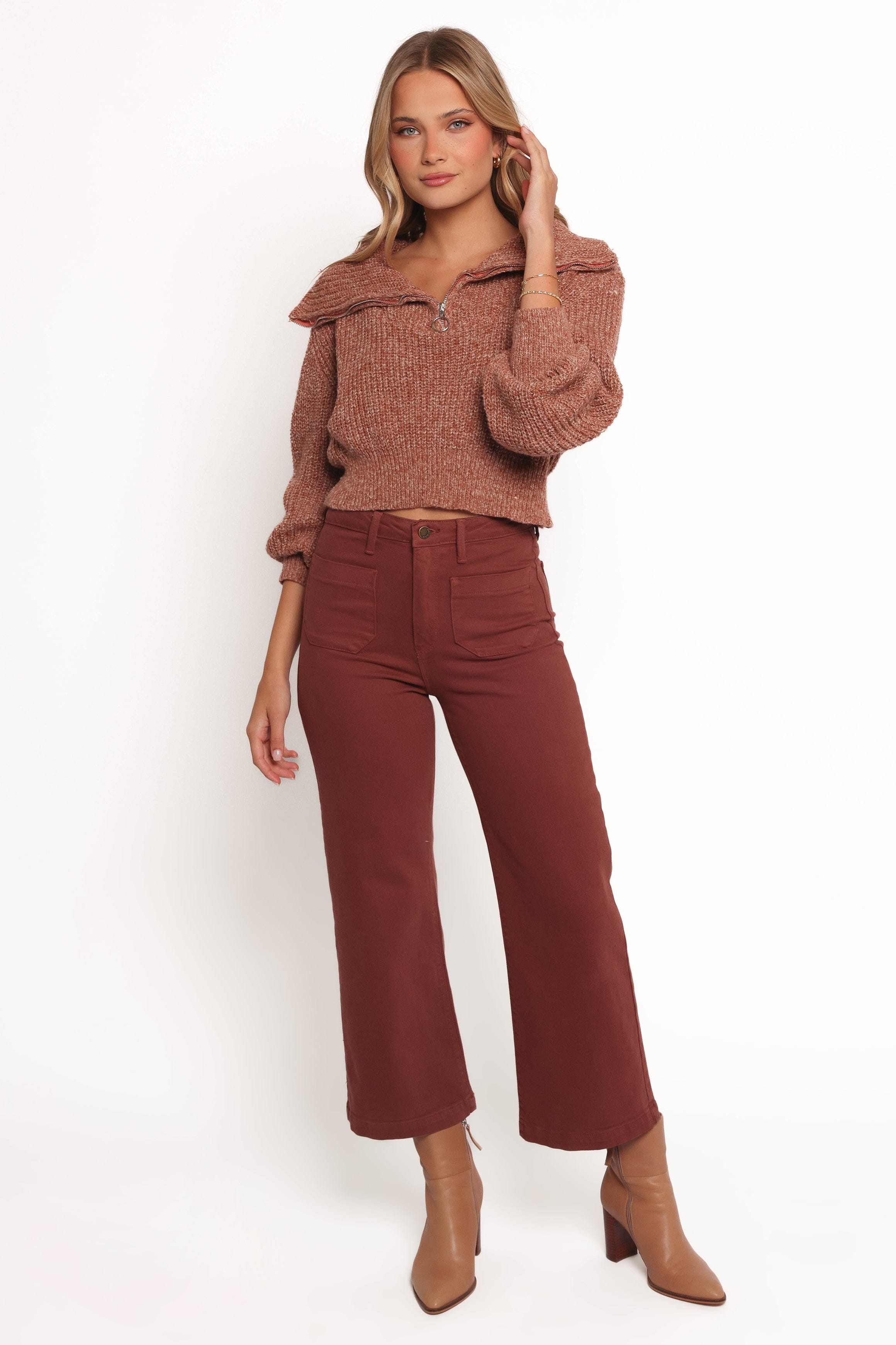 Petal and Pup USA BOTTOMS Noah High Rise Wide Leg Jean - Bronze
