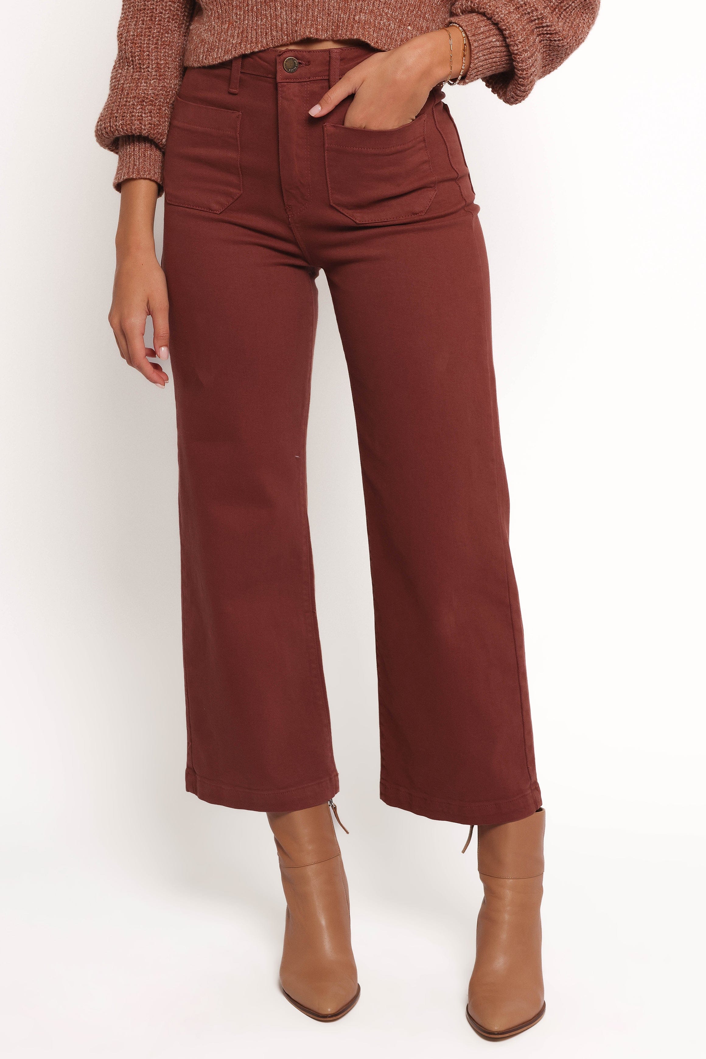Petal and Pup USA BOTTOMS Noah High Rise Wide Leg Jean - Bronze