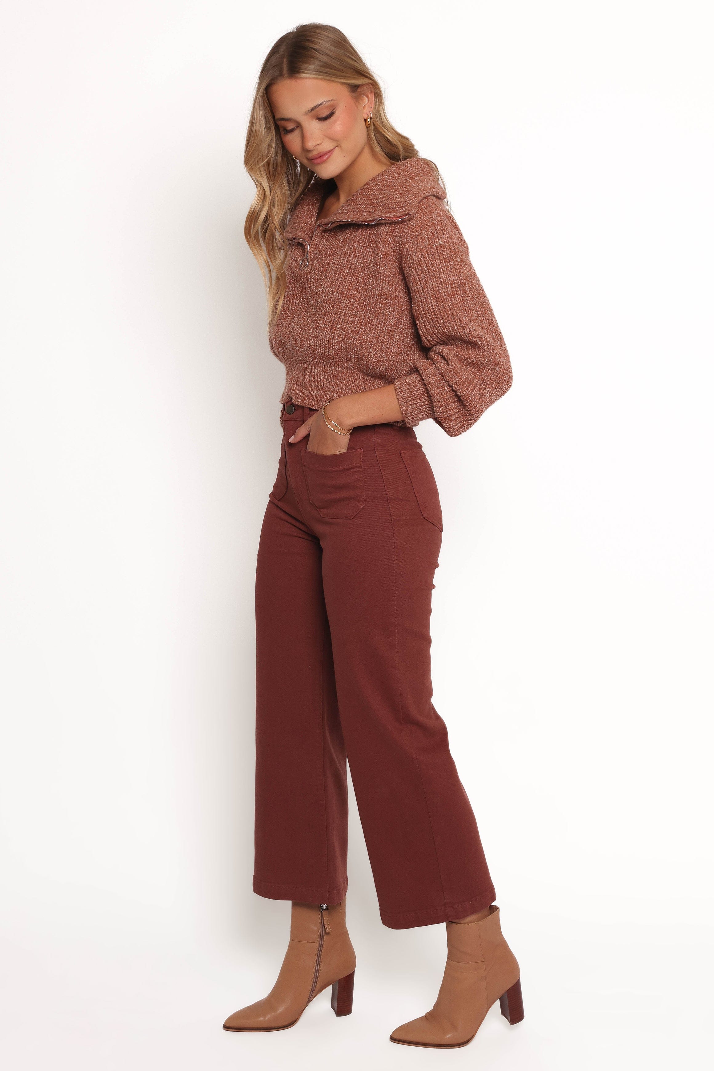 Petal and Pup USA BOTTOMS Noah High Rise Wide Leg Jean - Bronze