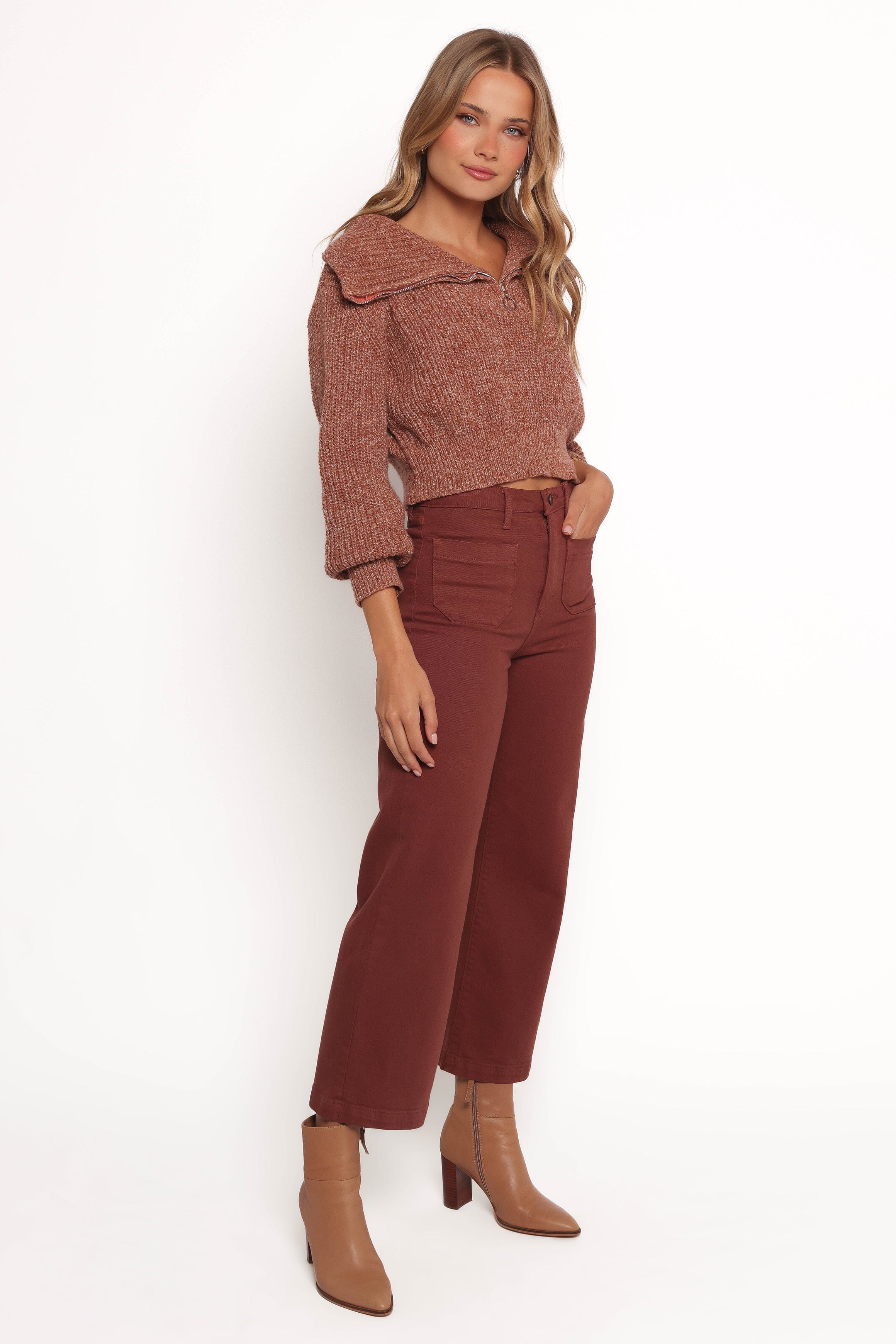 Petal and Pup USA BOTTOMS Noah High Rise Wide Leg Jean - Bronze
