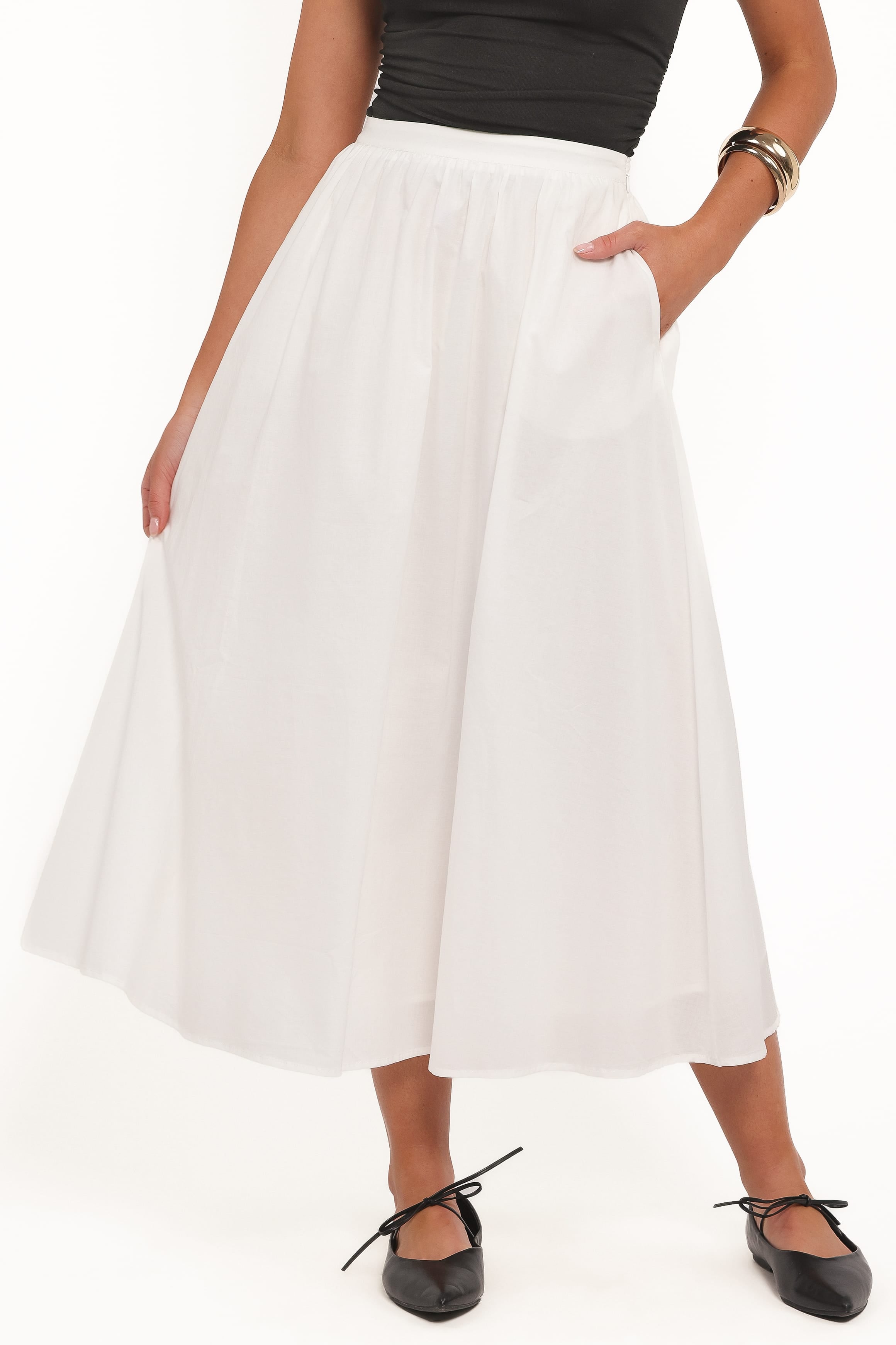 Petal and Pup USA BOTTOMS Oakley Midi Skirt - White