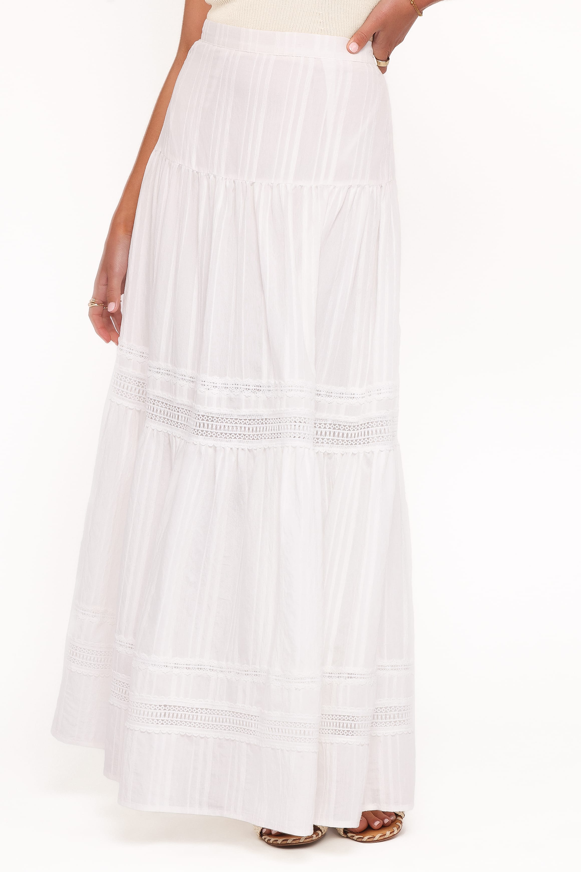 Petal and Pup USA BOTTOMS Peony Maxi Skirt - White