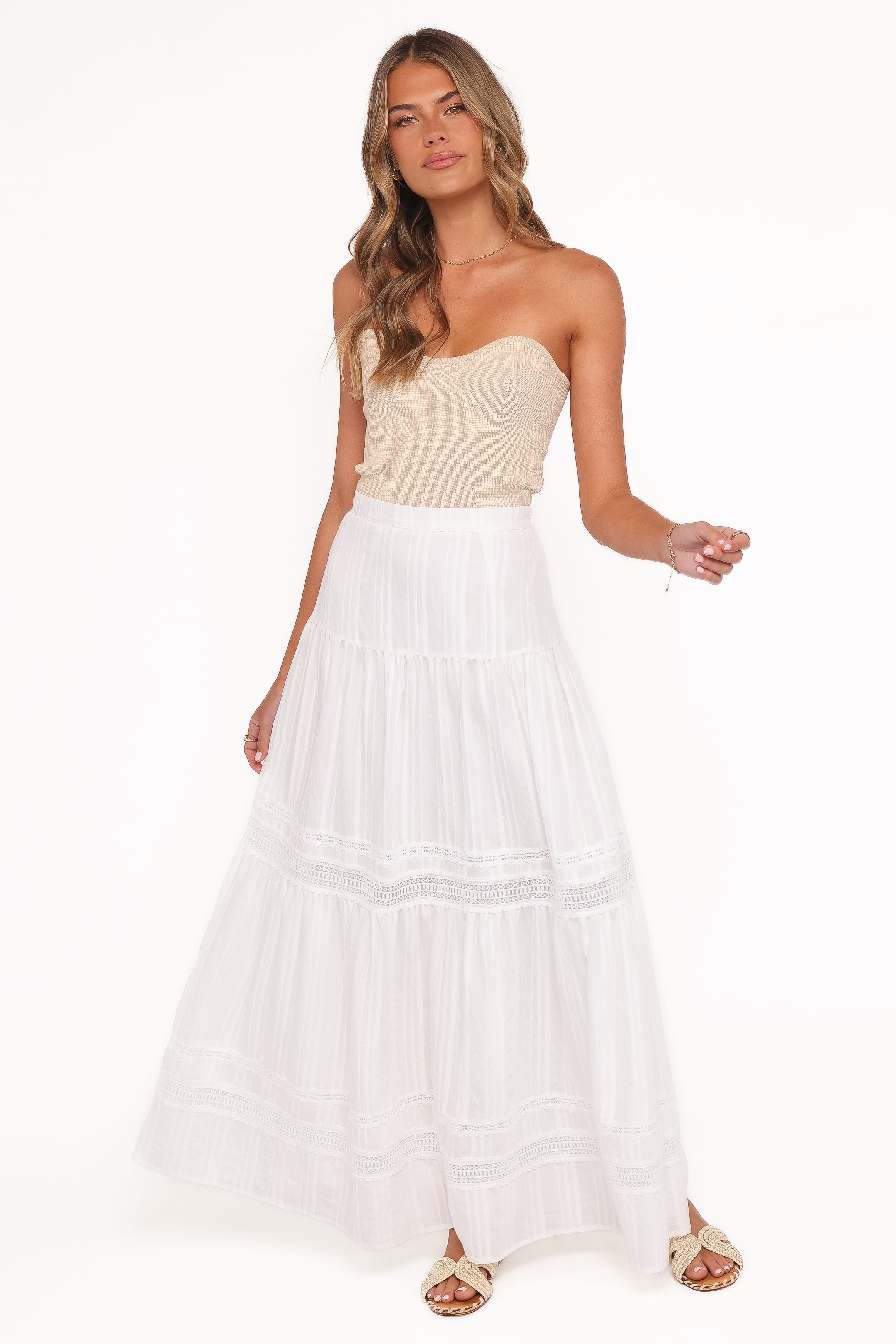 Petal and Pup USA BOTTOMS Peony Maxi Skirt - White