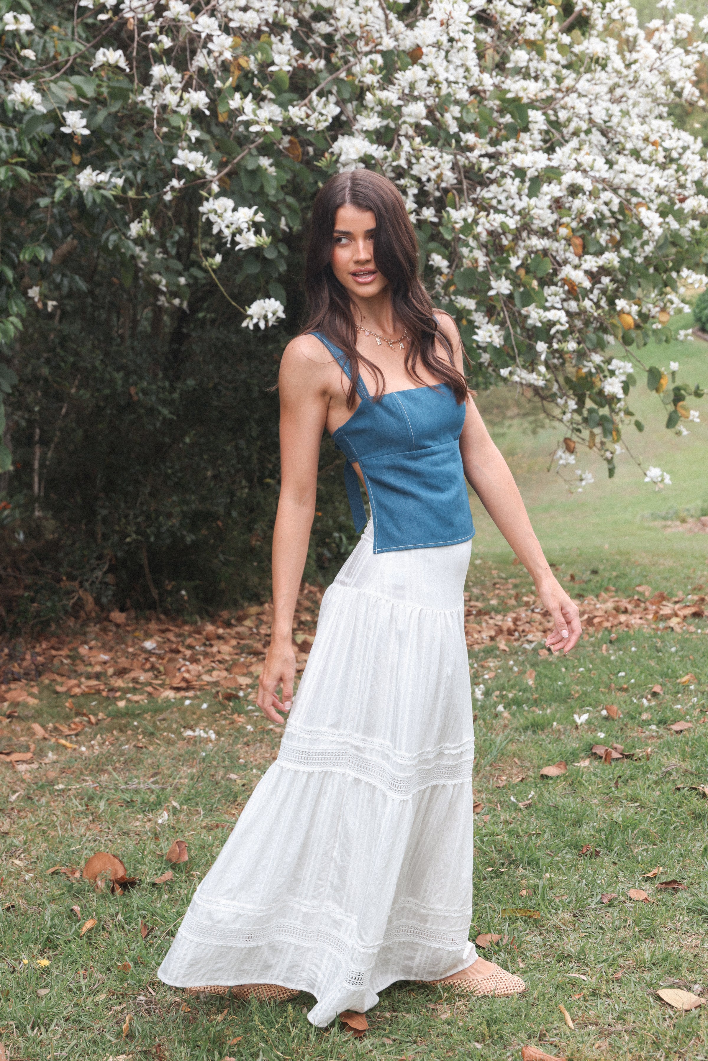 Petal and Pup USA BOTTOMS Peony Maxi Skirt - White