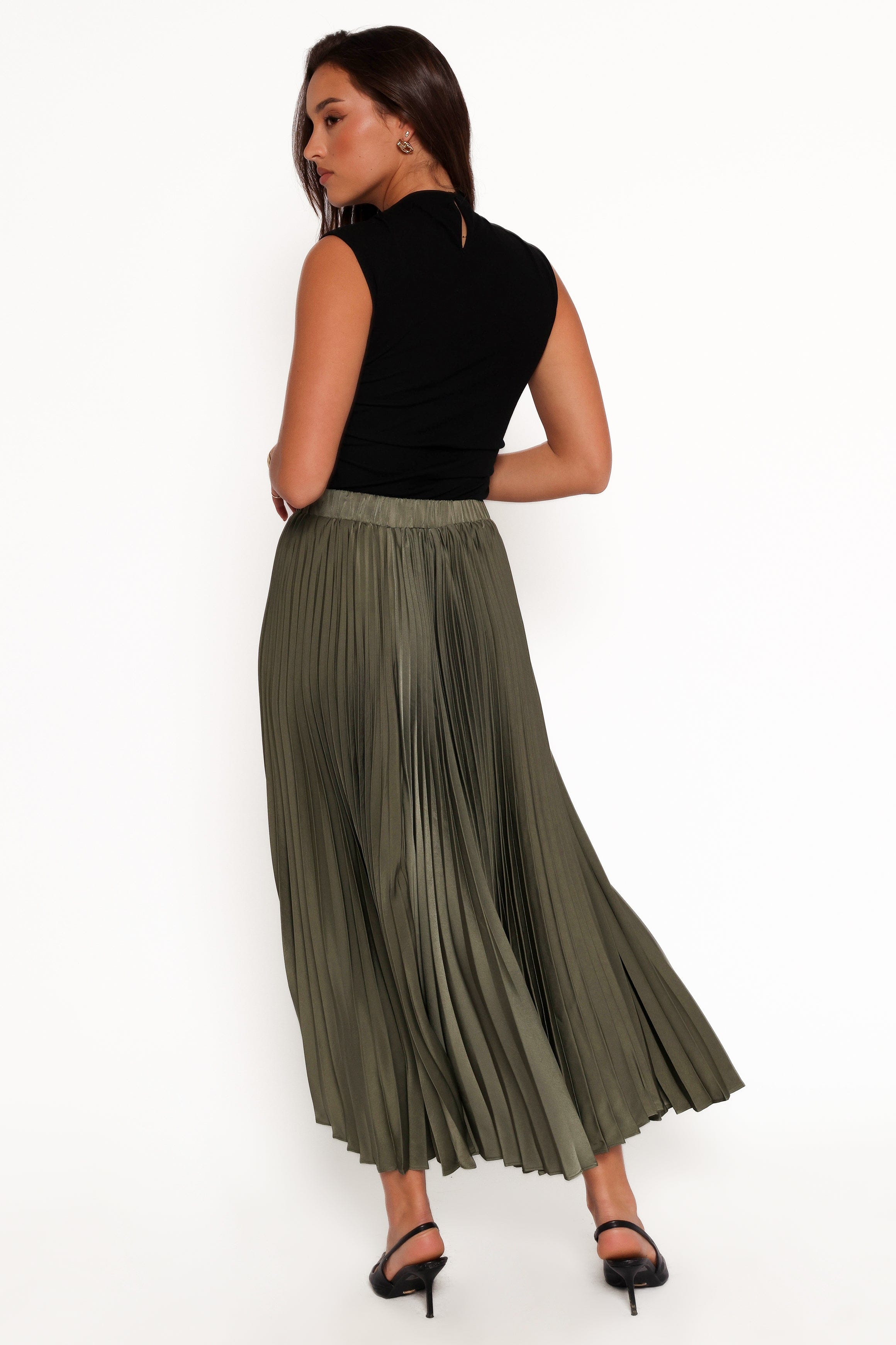 Petal and Pup USA BOTTOMS Polina Pleated Maxi Skirt - Olive