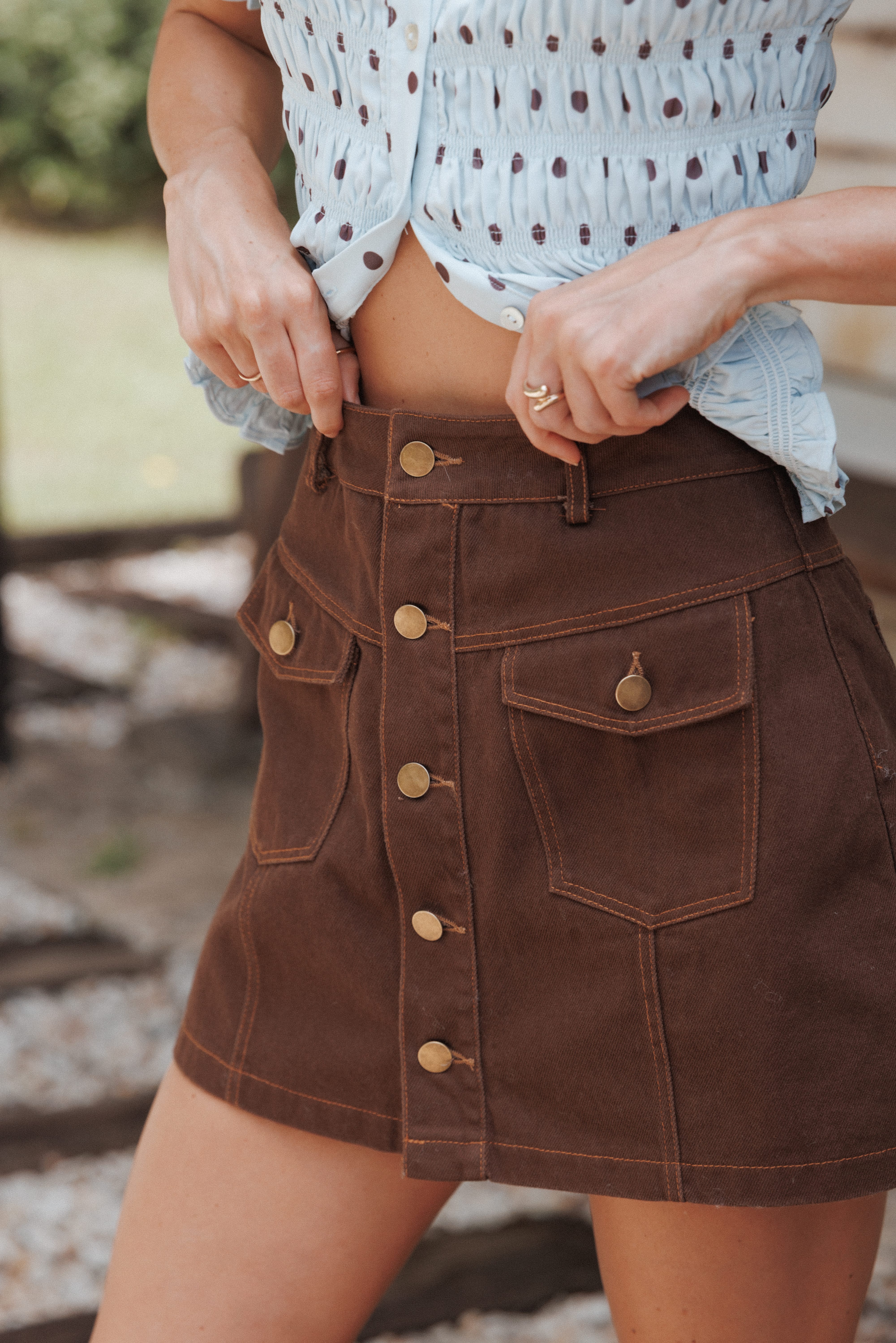 Petal and Pup USA BOTTOMS Presley Denim Skort - Dark Brown