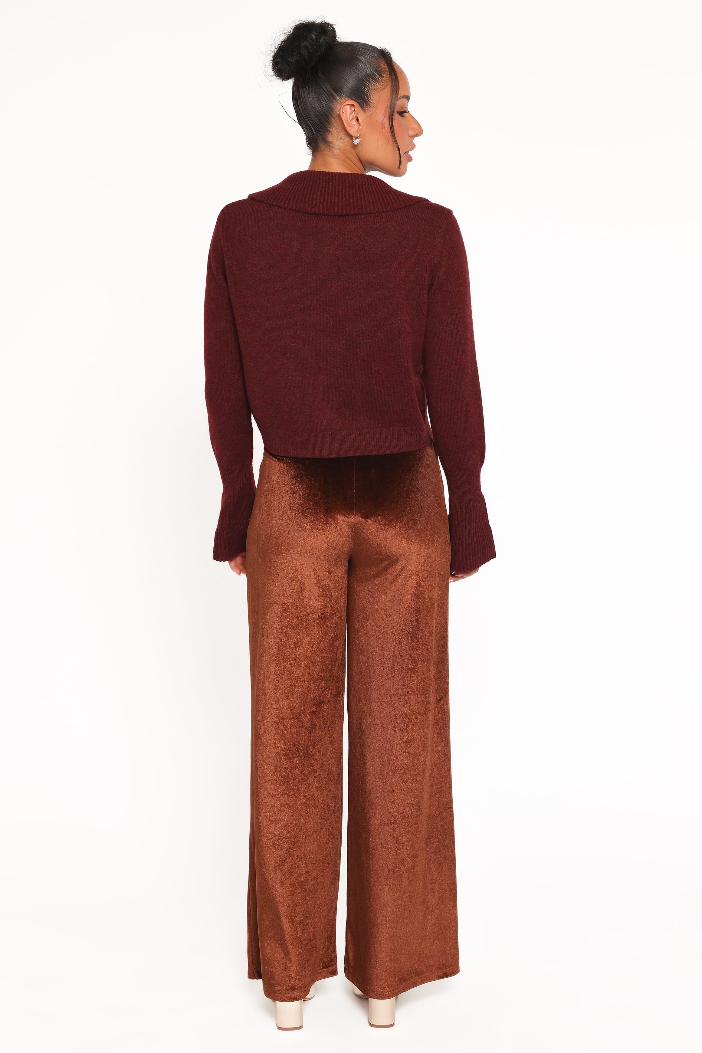 Petal and Pup USA BOTTOMS Riley Stretch Velvet Pant - Chocolate