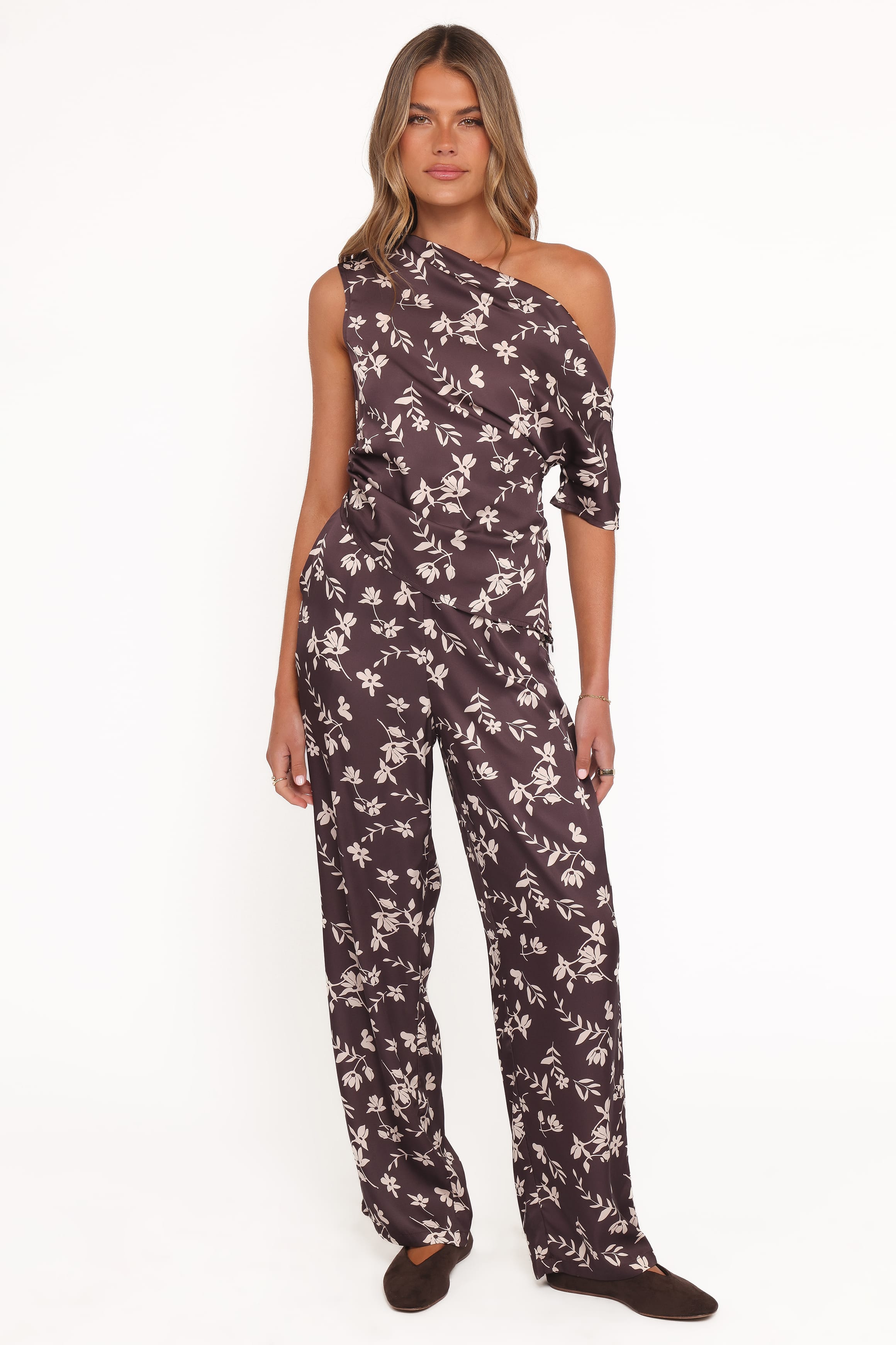 Petal and Pup USA BOTTOMS Romola Pant - Brown Cream Floral
