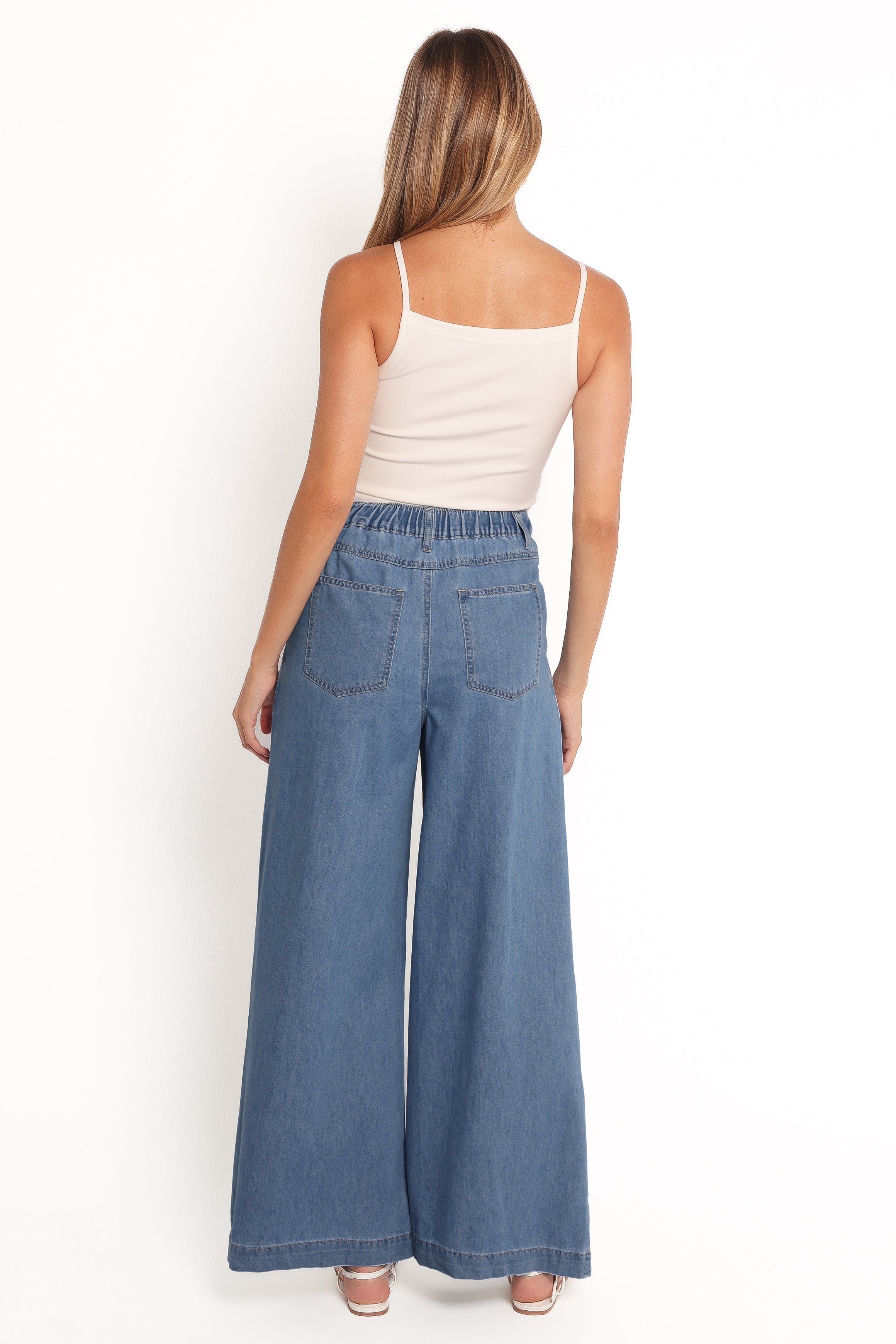 Petal and Pup USA BOTTOMS Rosalee Chambray Wide Leg Pant - Medium Denim