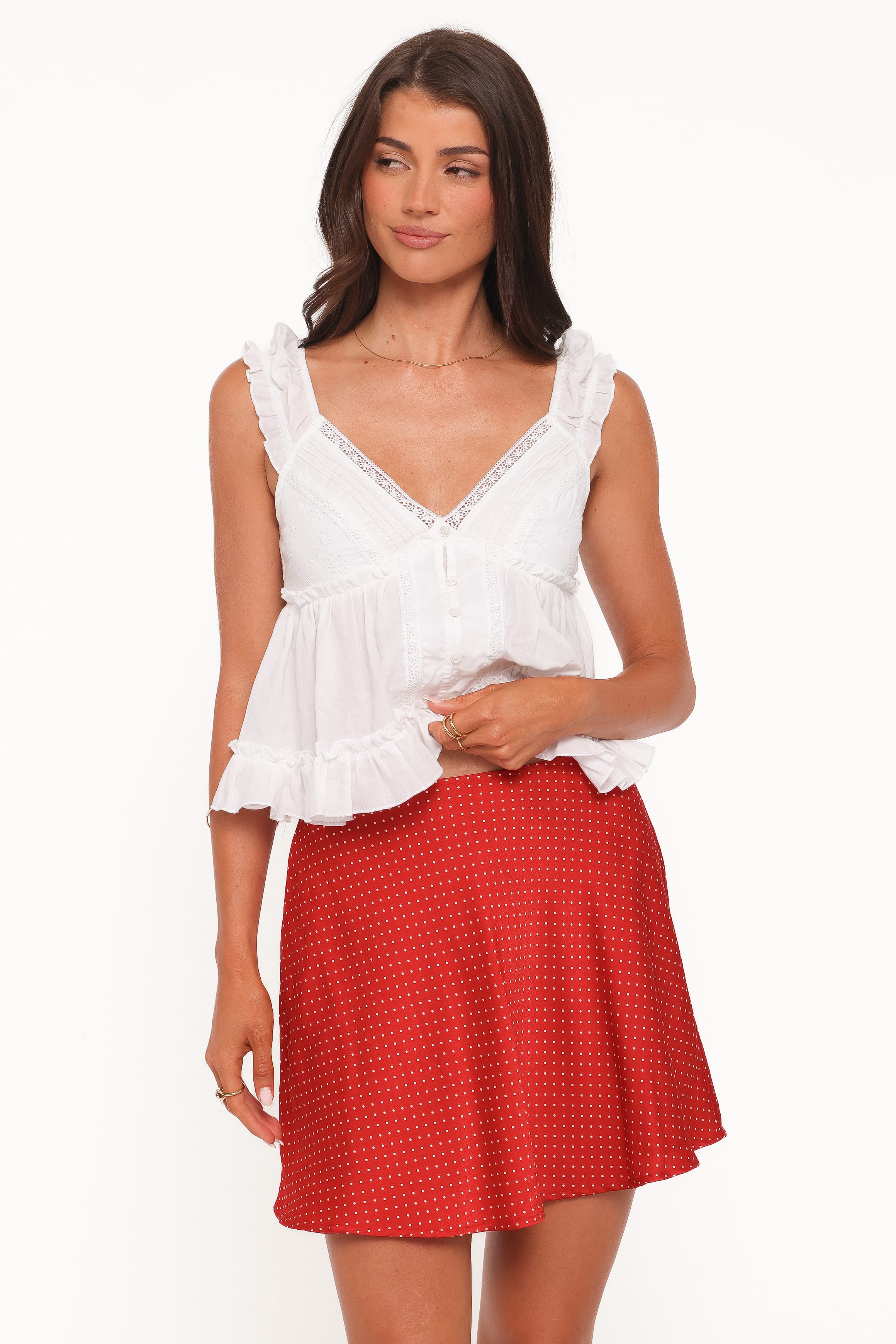 Petal and Pup USA BOTTOMS Sabina Skater Skirt - Red Dot