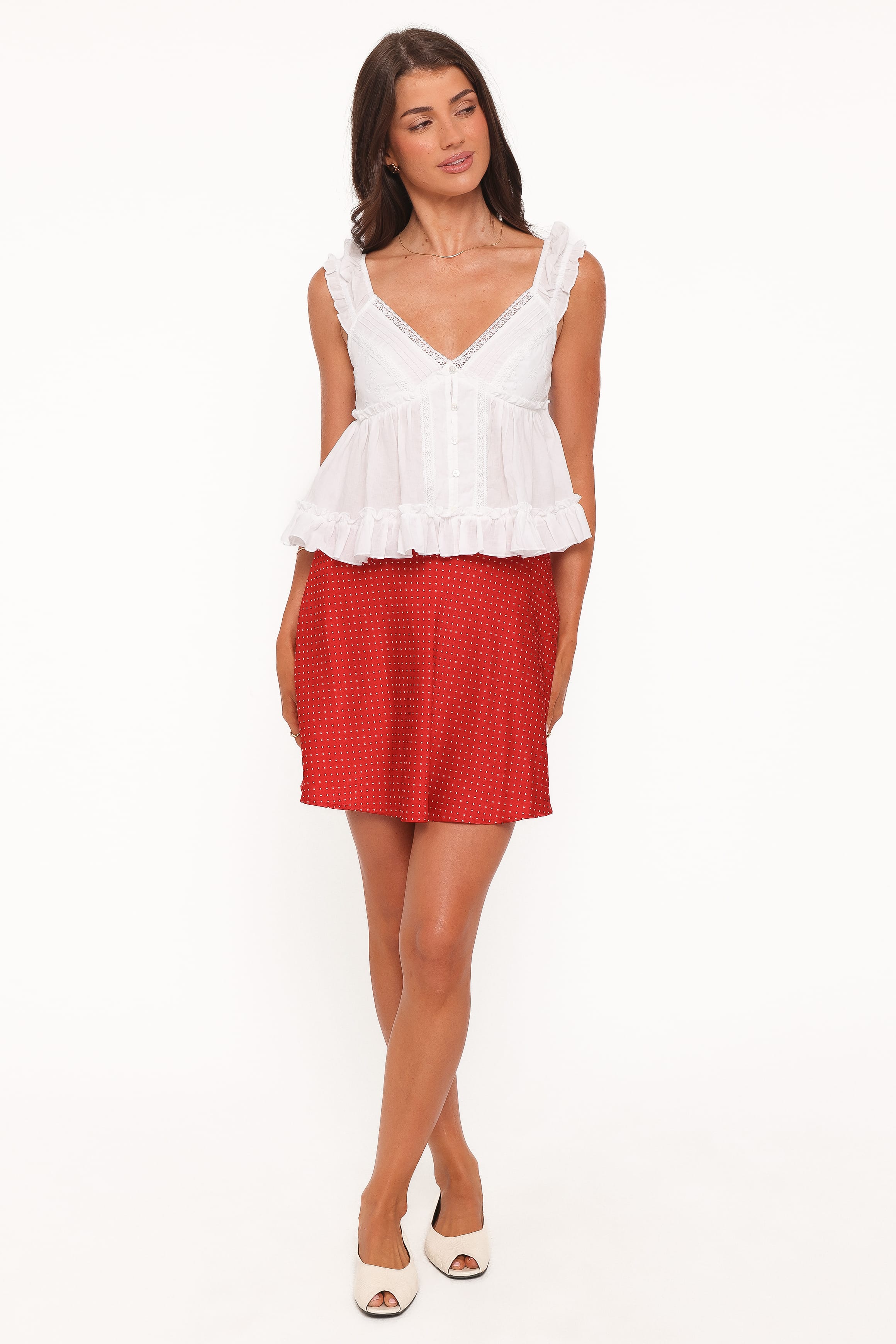 Petal and Pup USA BOTTOMS Sabina Skater Skirt - Red Dot