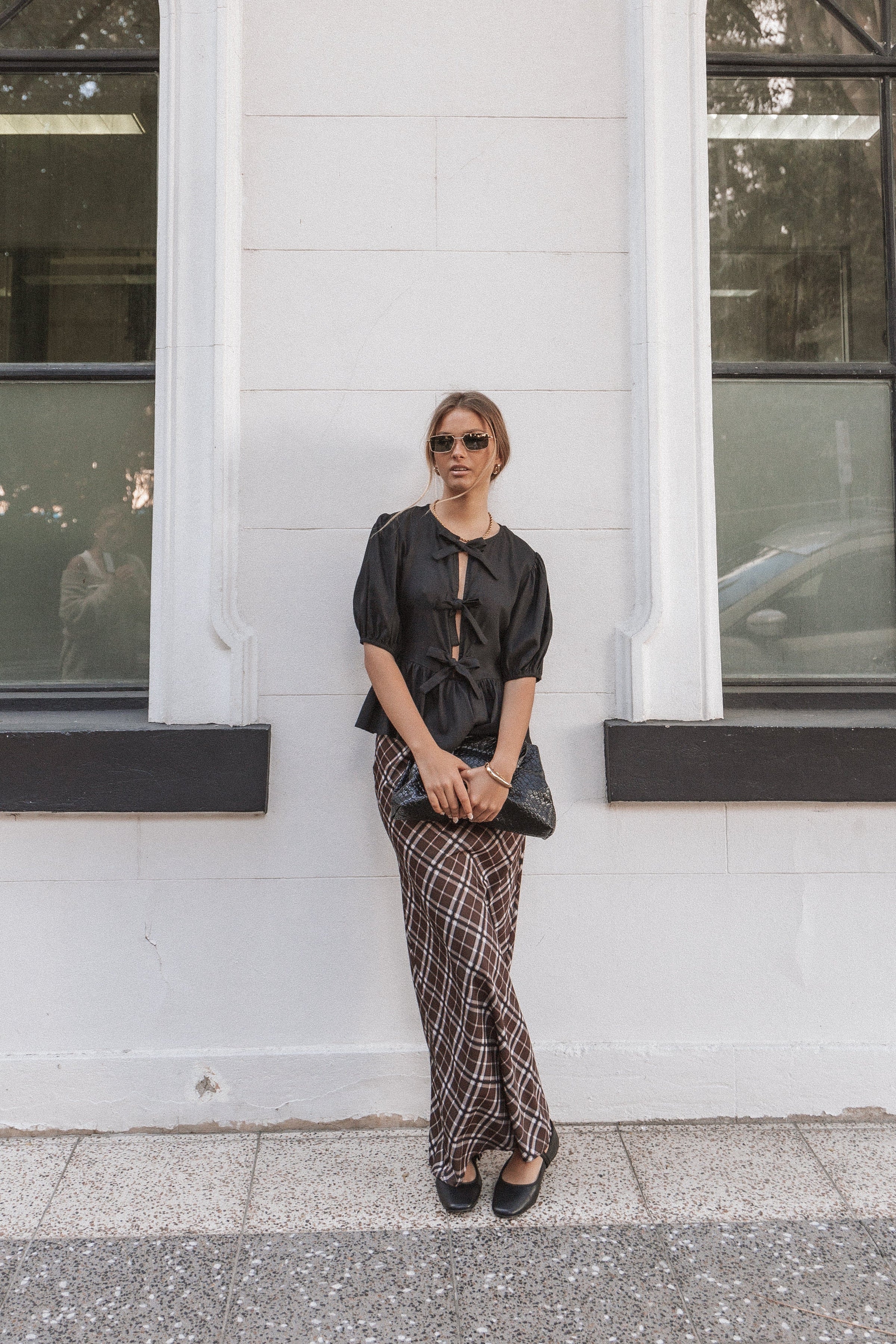 Petal and Pup USA BOTTOMS Sandra Midi Skirt - Brown Check