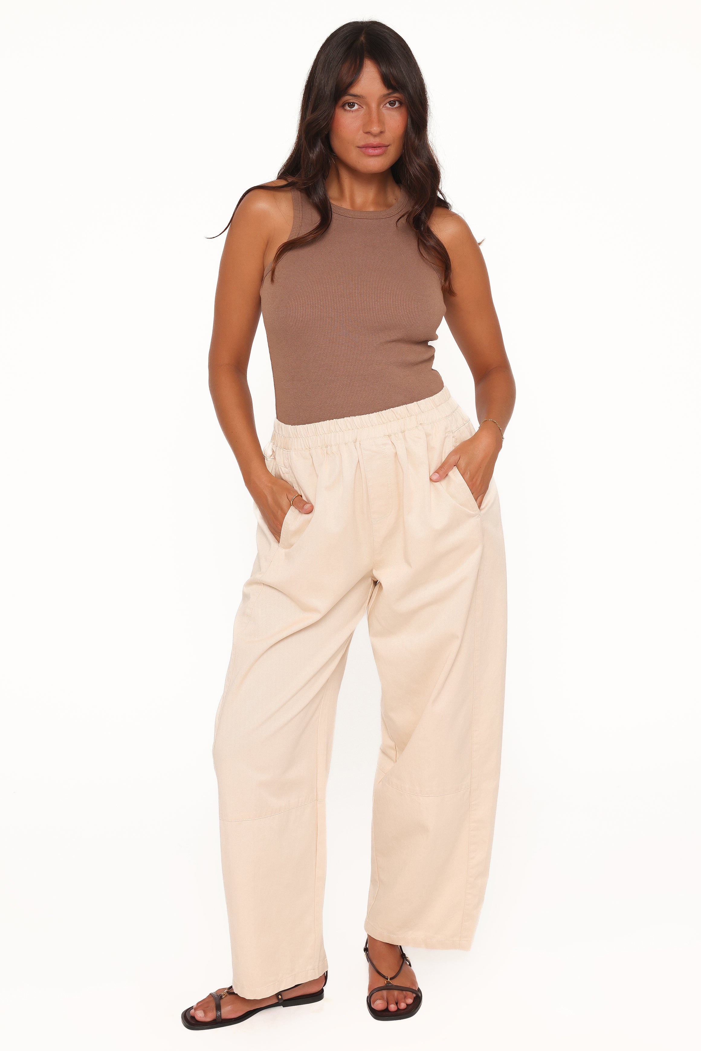 Petal and Pup USA BOTTOMS Sasha Cropped Barrel Jean - Ecru