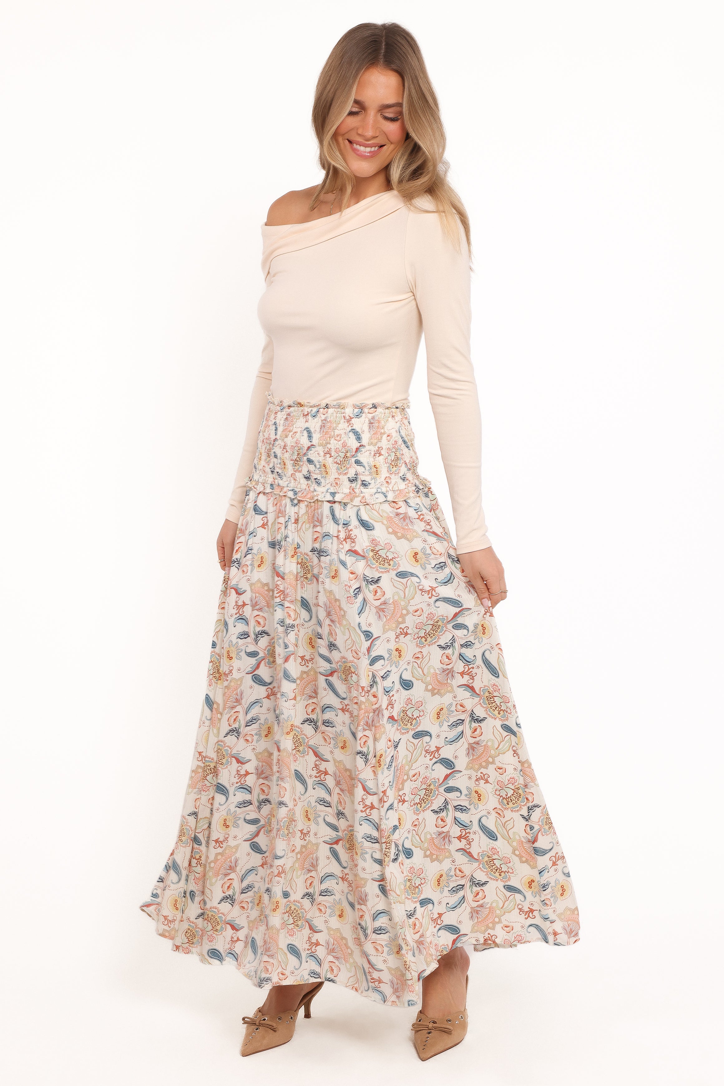Petal and Pup USA BOTTOMS Seana Shirred Waist Maxi Skirt - Paisley (Hold for Amazon)