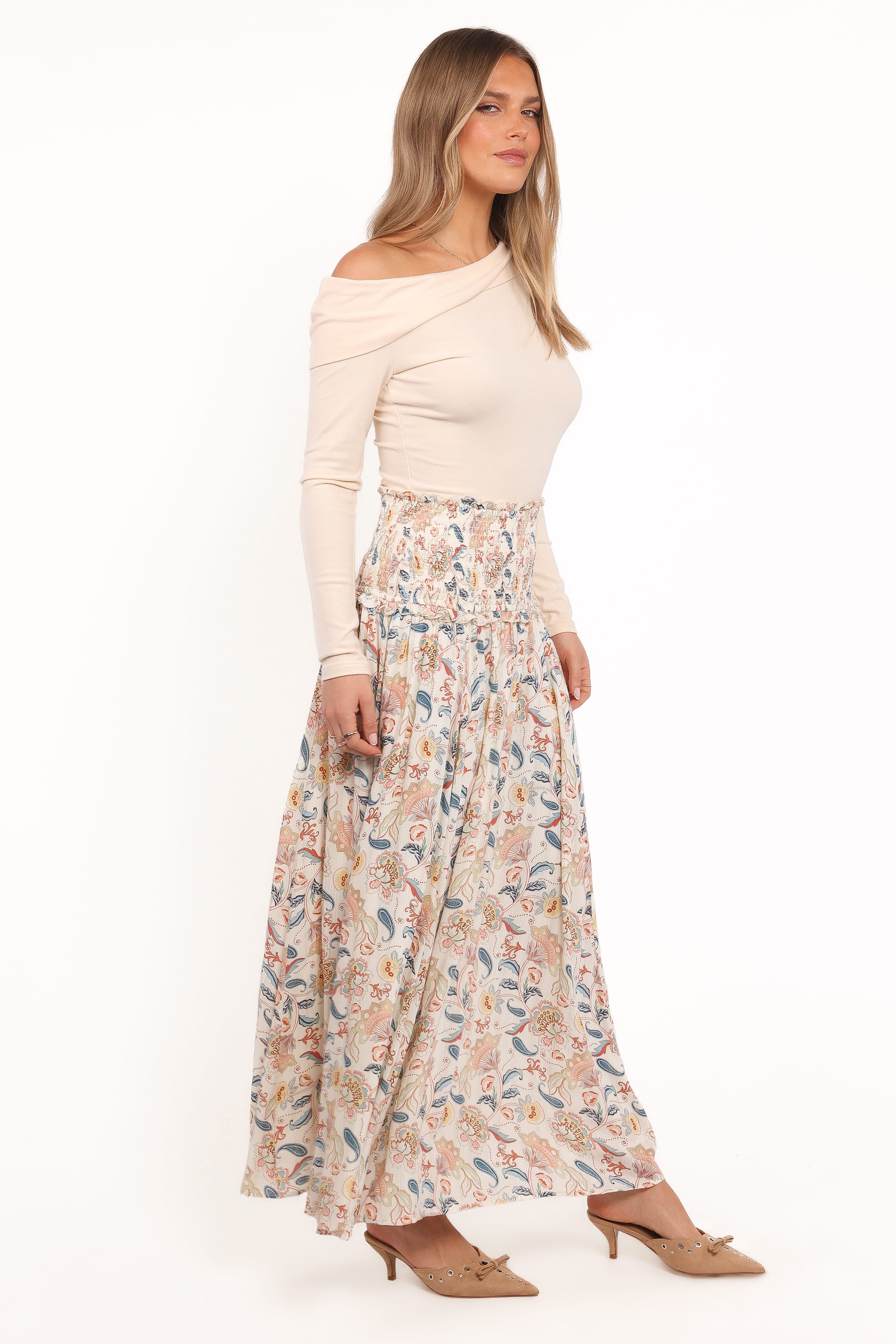 Petal and Pup USA BOTTOMS Seana Shirred Waist Maxi Skirt - Paisley (Hold for Amazon)