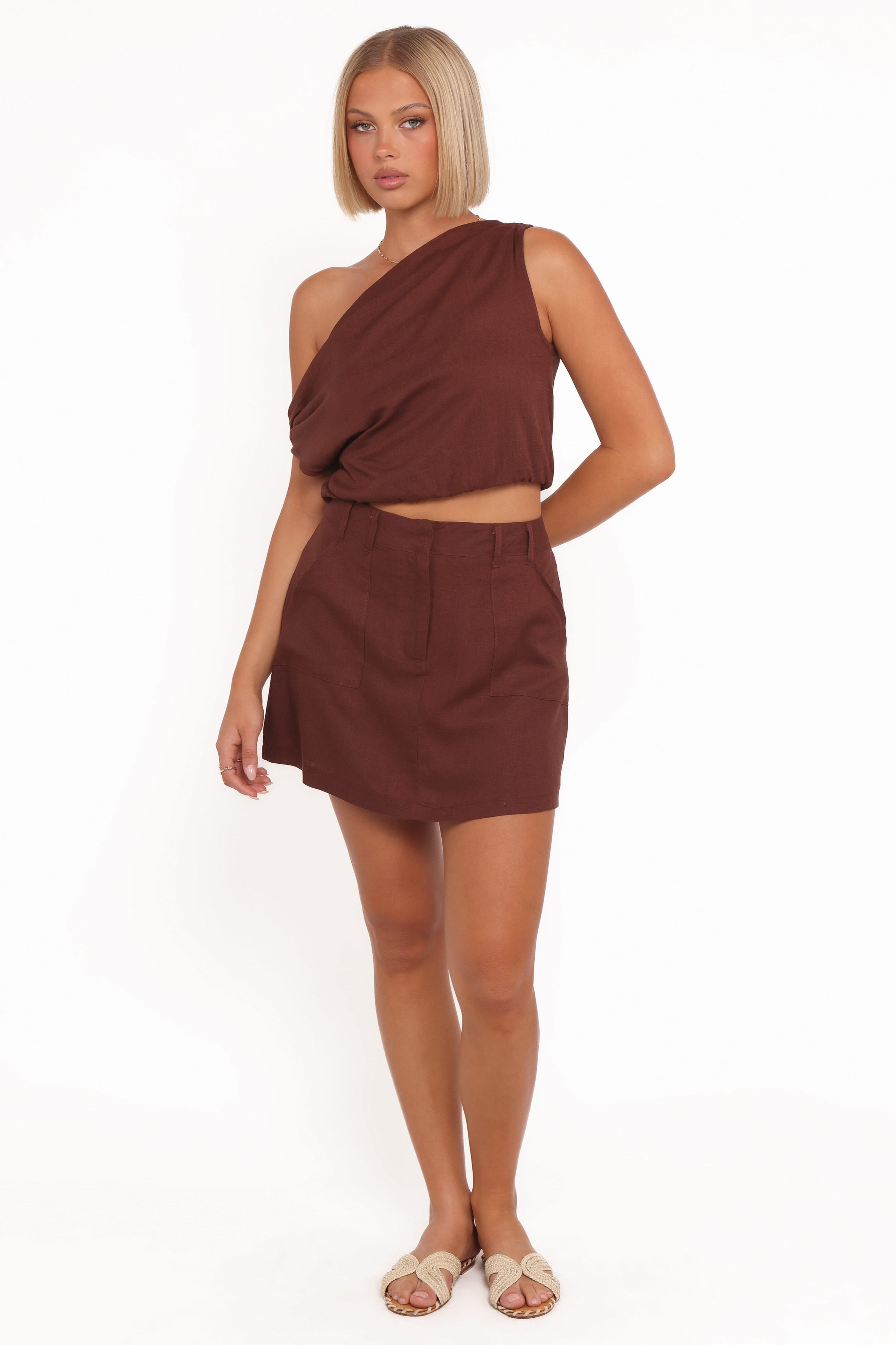 Petal and Pup USA BOTTOMS Shaw Mini Skort - Chocolate Brown
