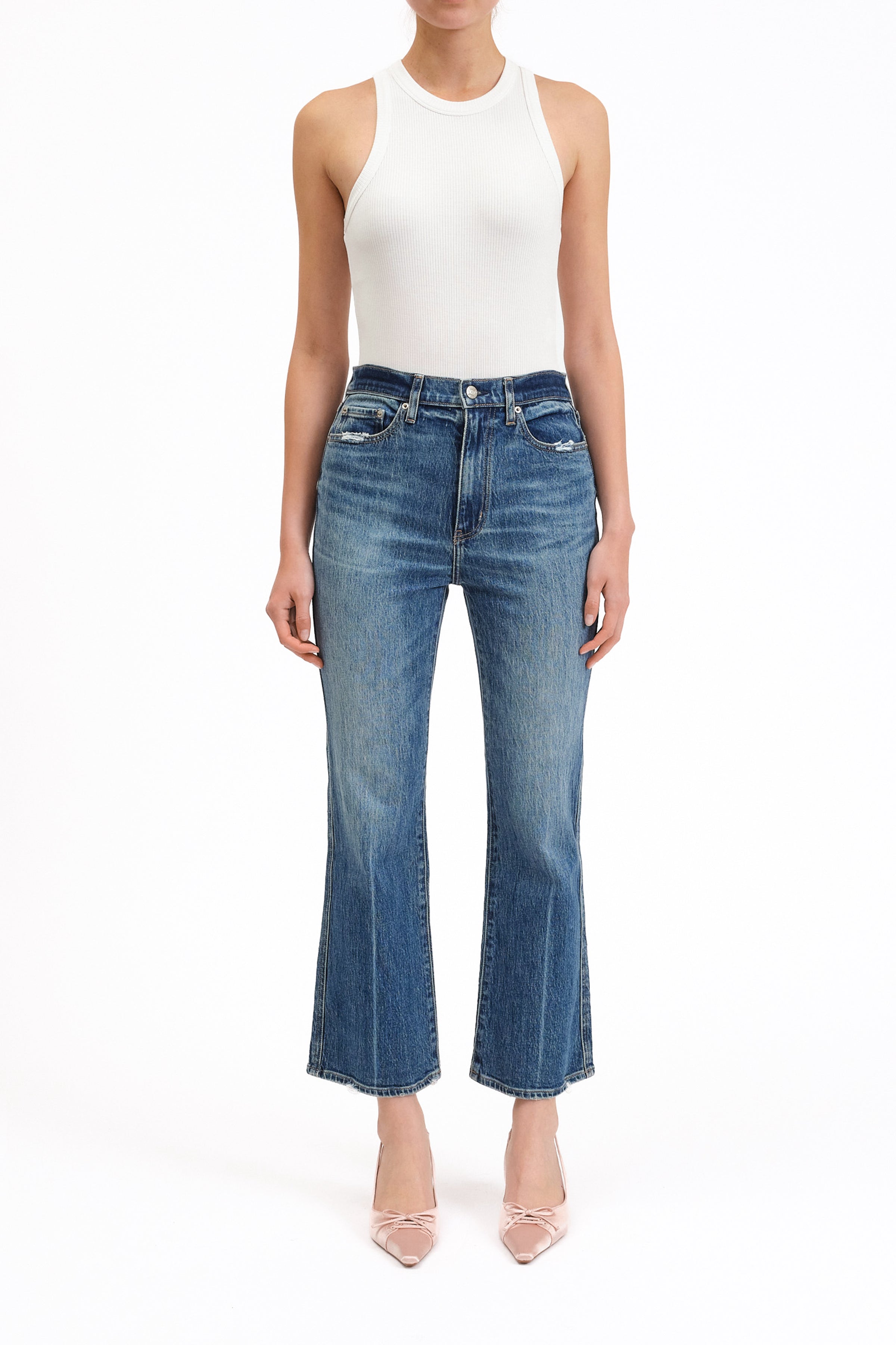 Petal and Pup USA BOTTOMS Soho High Rise Ankle Flare Jean - Rush Hour