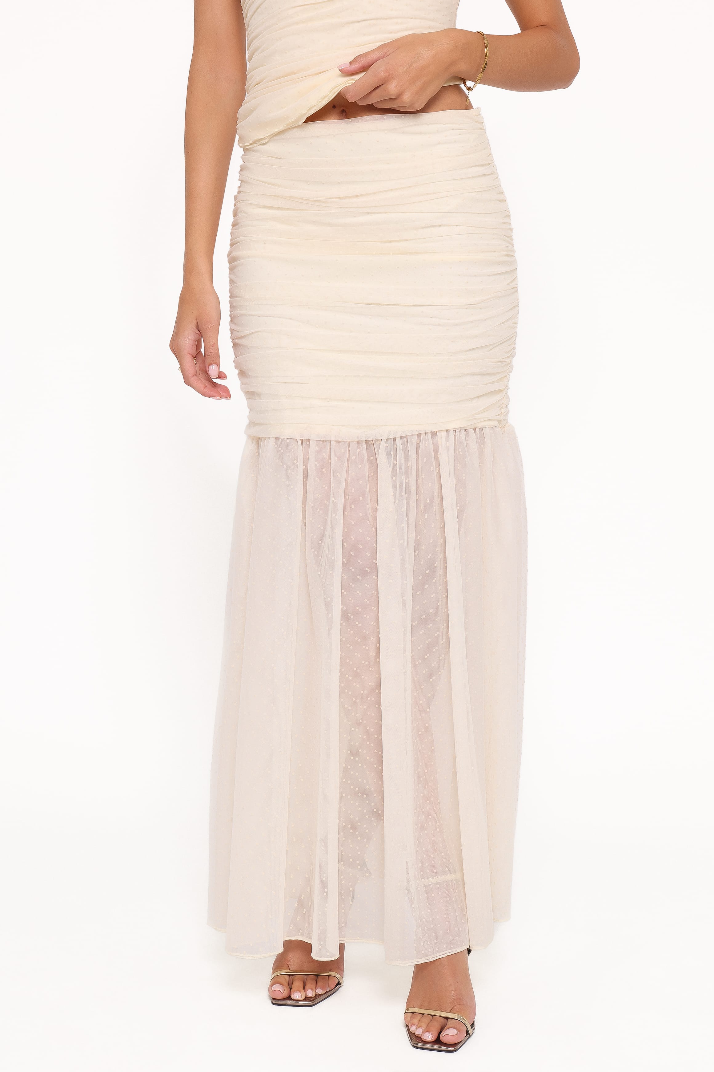 Petal and Pup USA BOTTOMS Susan Mesh Drop Waist Skirt - Yellow