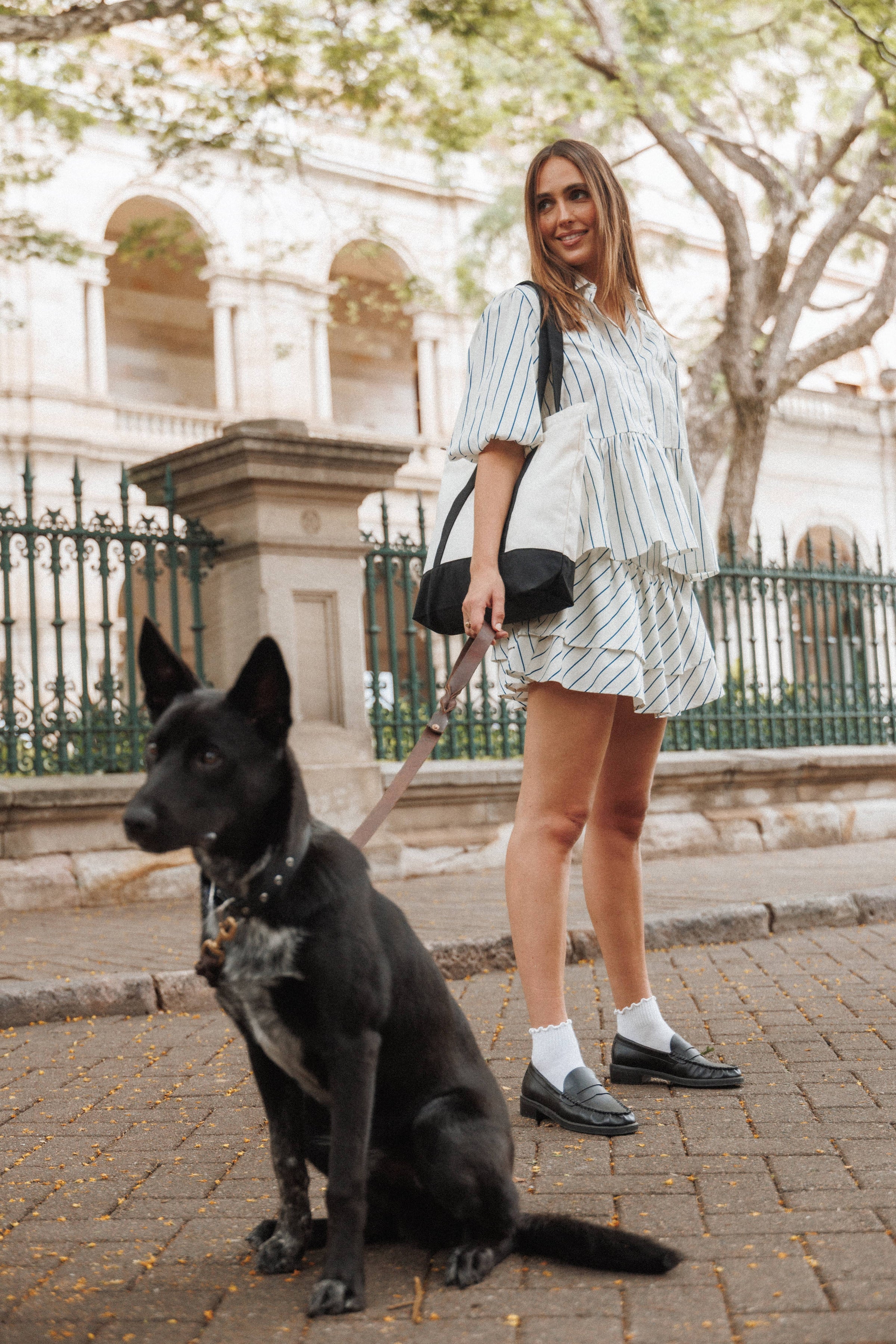 Petal and Pup USA BOTTOMS Sybella Frill Basque Skirt - Yellow/Blue Stripe