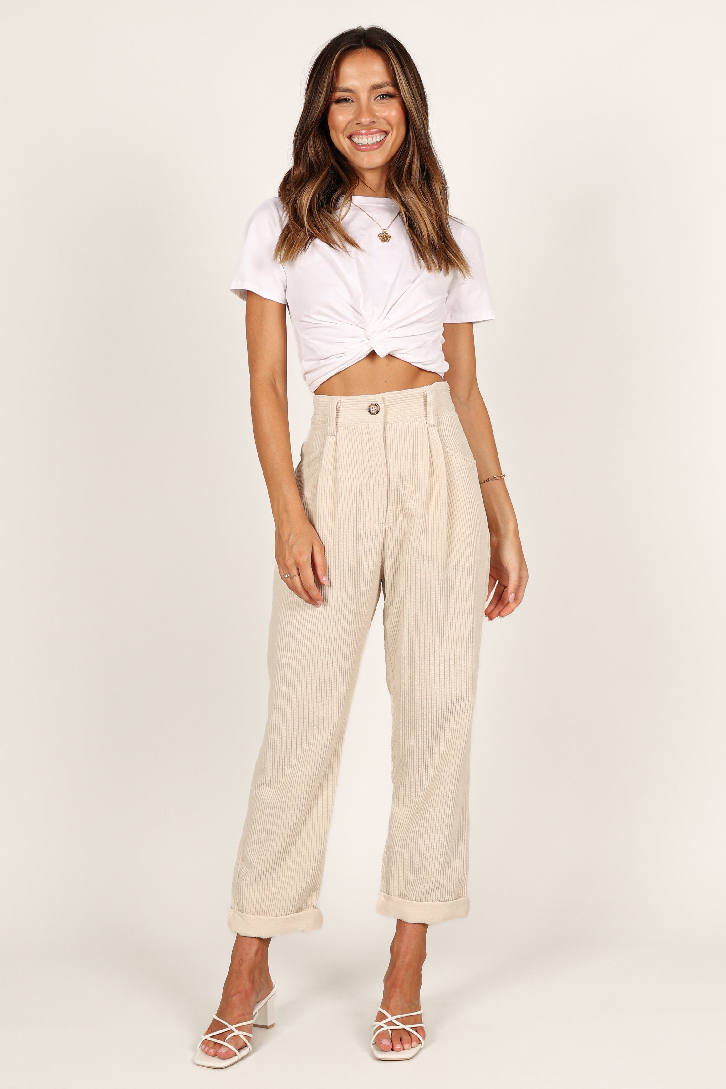 Petal and Pup USA BOTTOMS Talaren Cord Pant - Cream