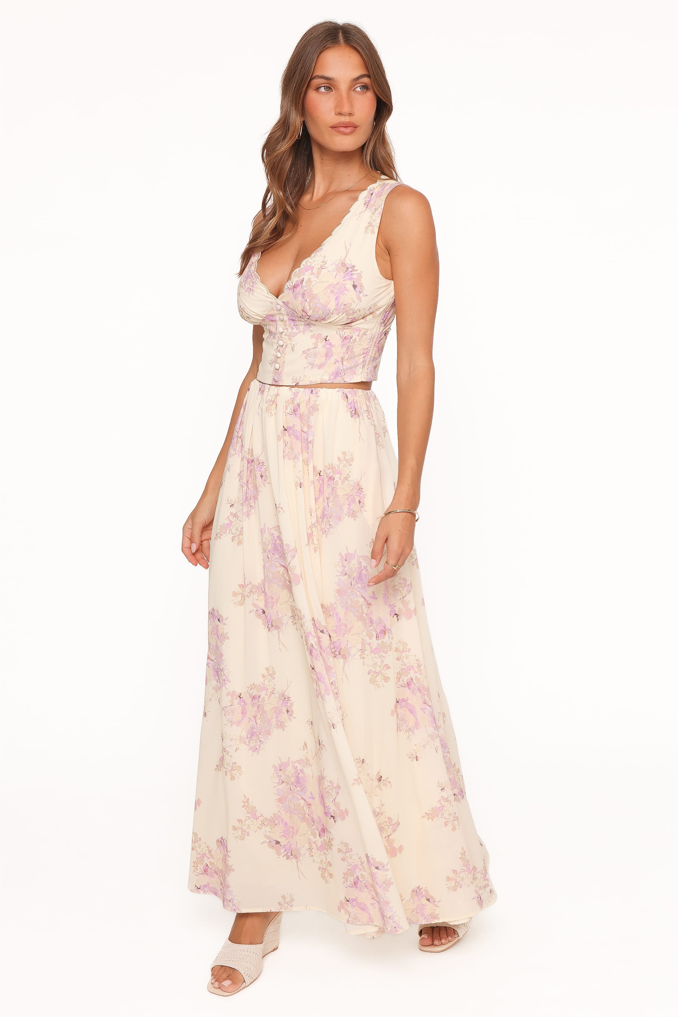 Petal and Pup USA BOTTOMS Tinsley Maxi Skirt - Lavender Floral