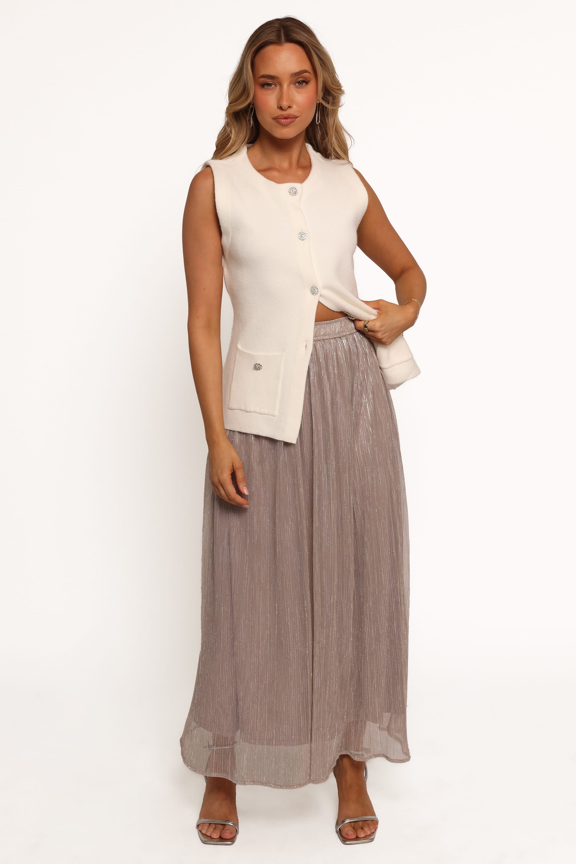 Petal and Pup USA BOTTOMS Tricia Maxi Skirt - Silver