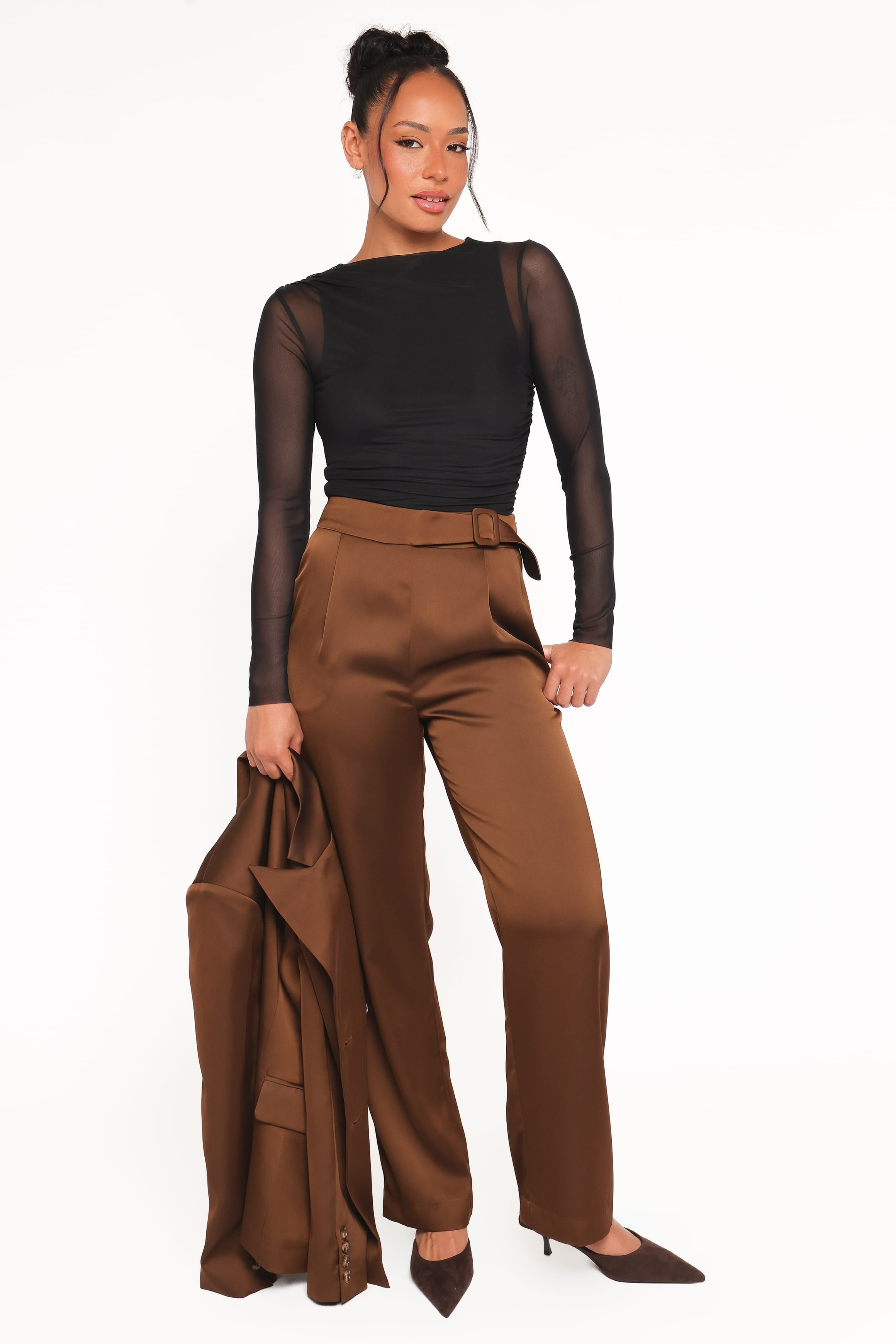 Petal and Pup USA BOTTOMS Trina Tailored Pant - Brown