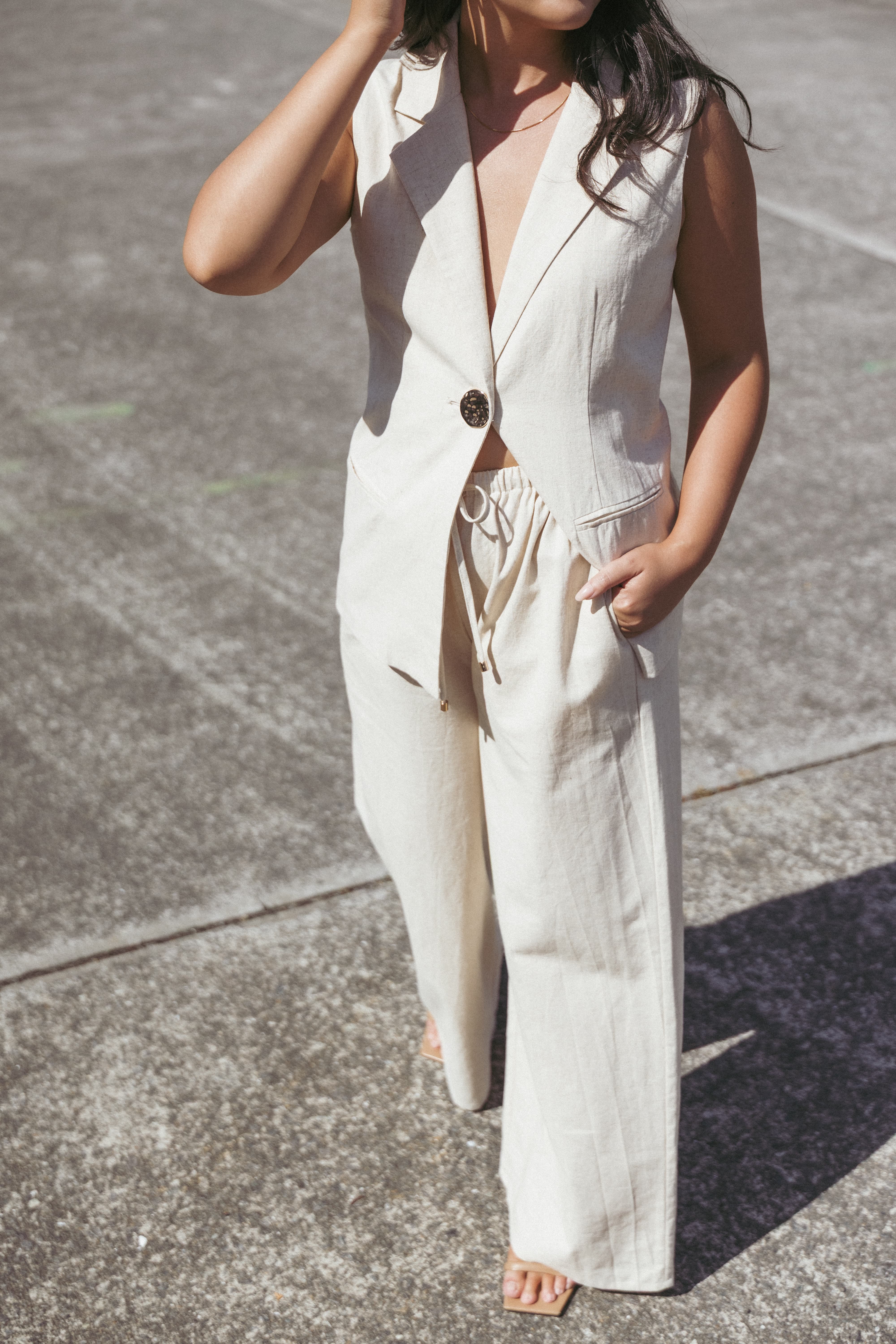 Petal and Pup USA BOTTOMS Trula Wide Leg Pant - Oatmeal
