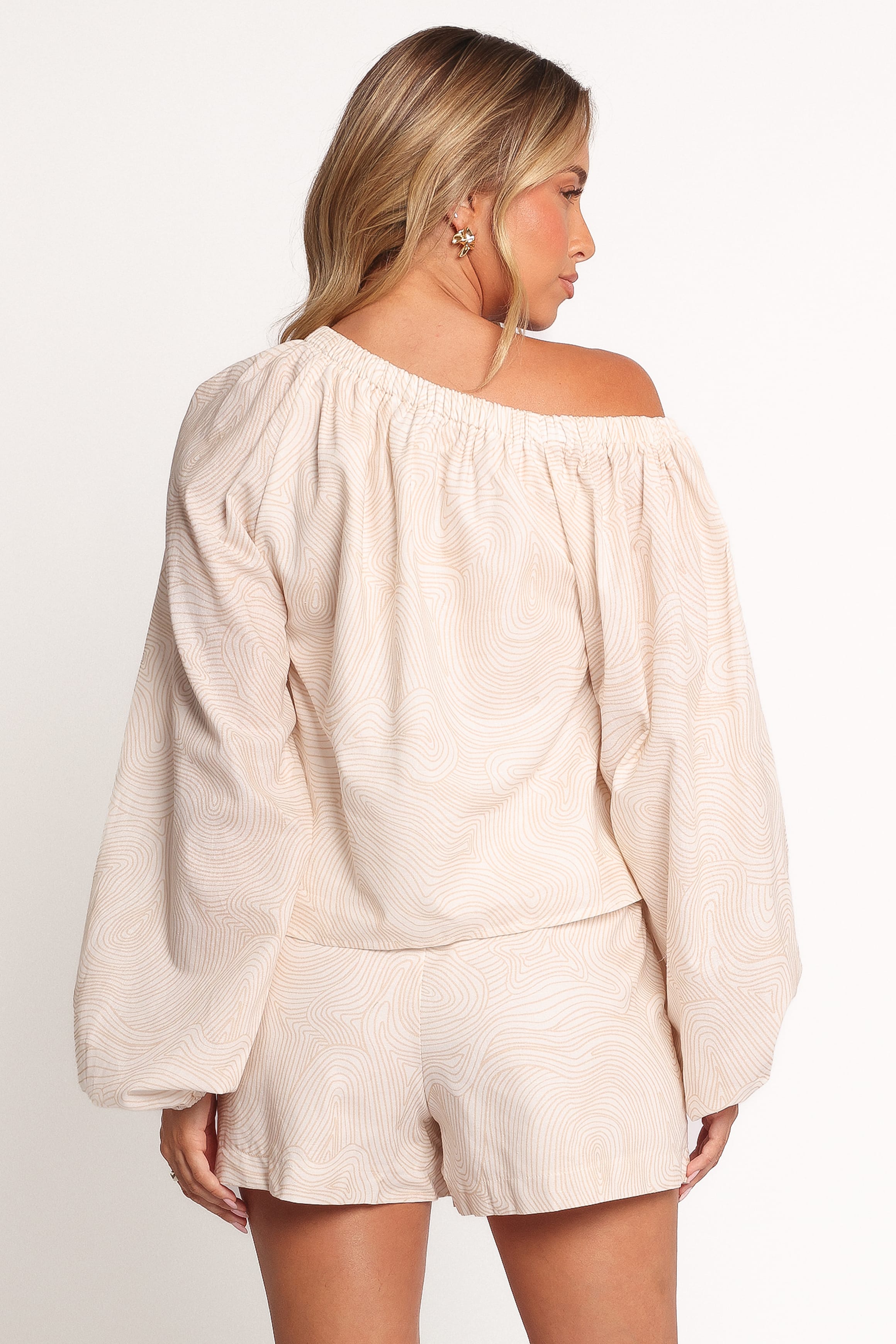 Petal and Pup USA BOTTOMS Tuliya High Waist Shorts - Tan Swirl (Hold for Amazon)