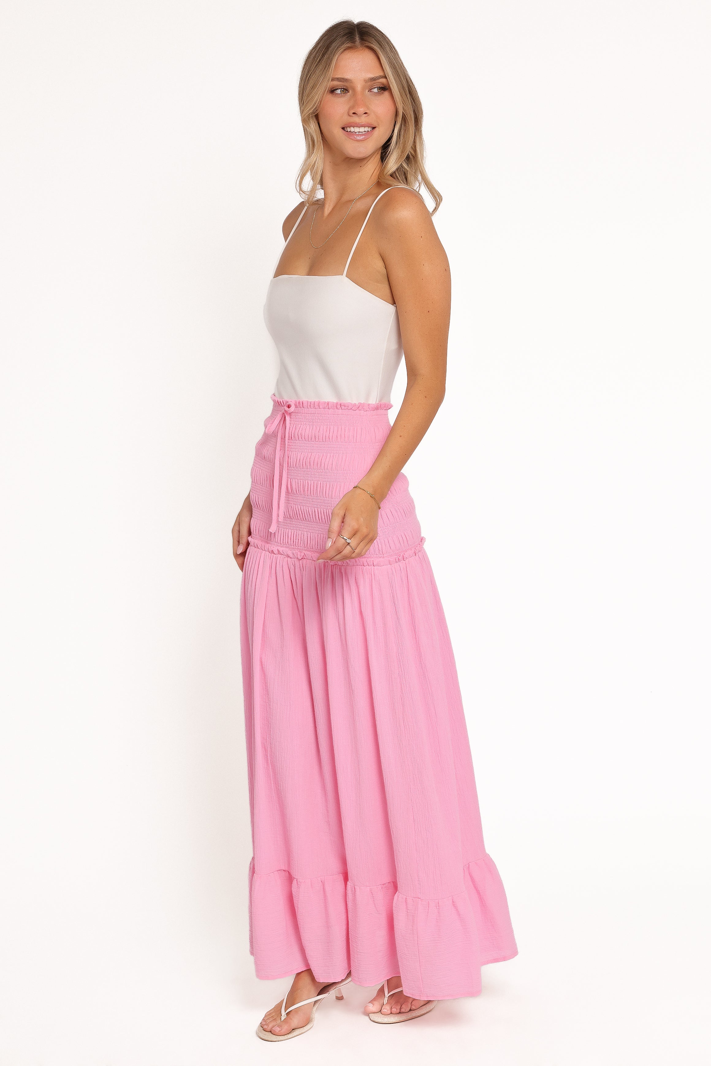 Petal and Pup USA BOTTOMS Valerie Drop Waist Maxi Skirt - Pink