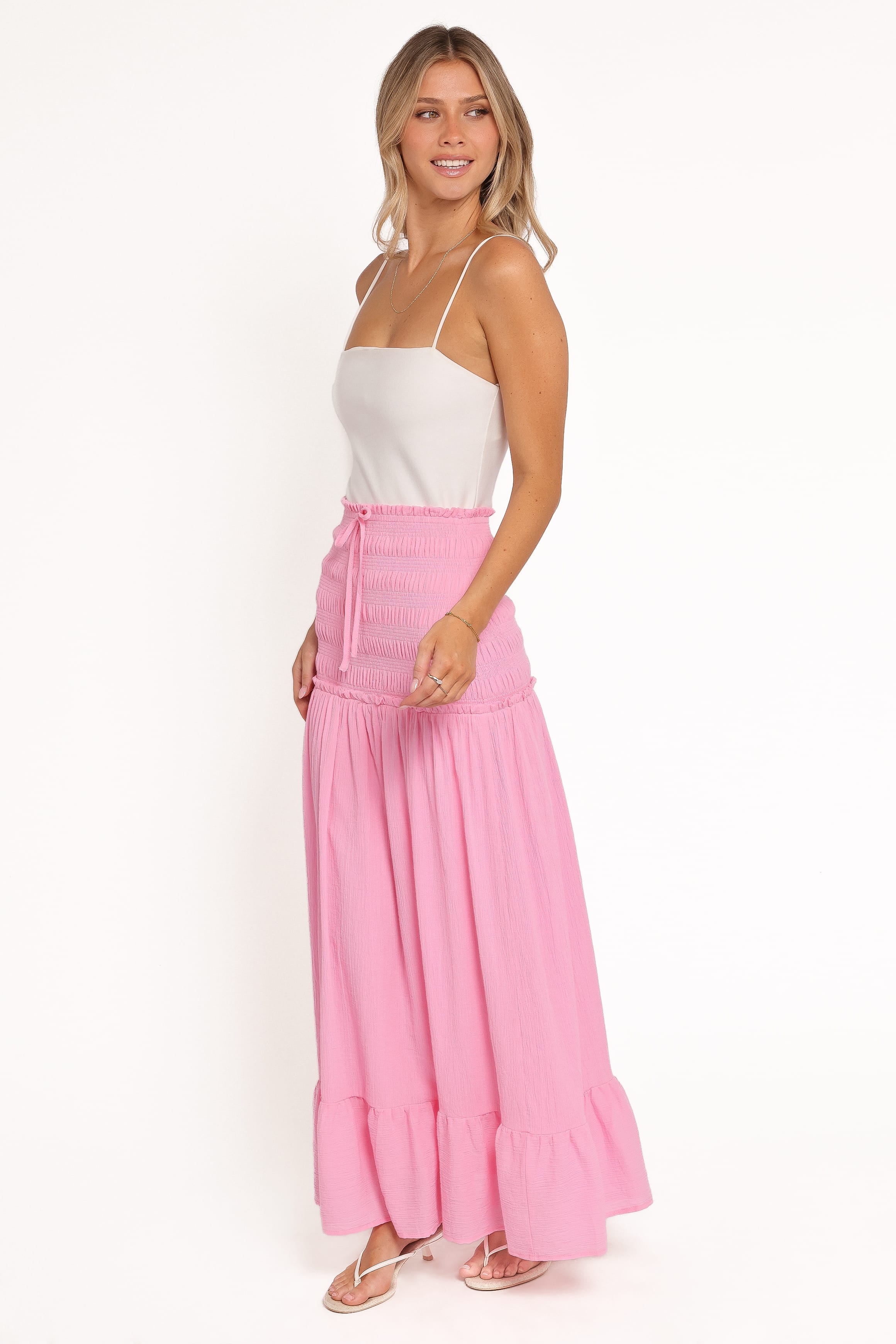 Petal and Pup USA BOTTOMS Valerie Drop Waist Maxi Skirt - Pink