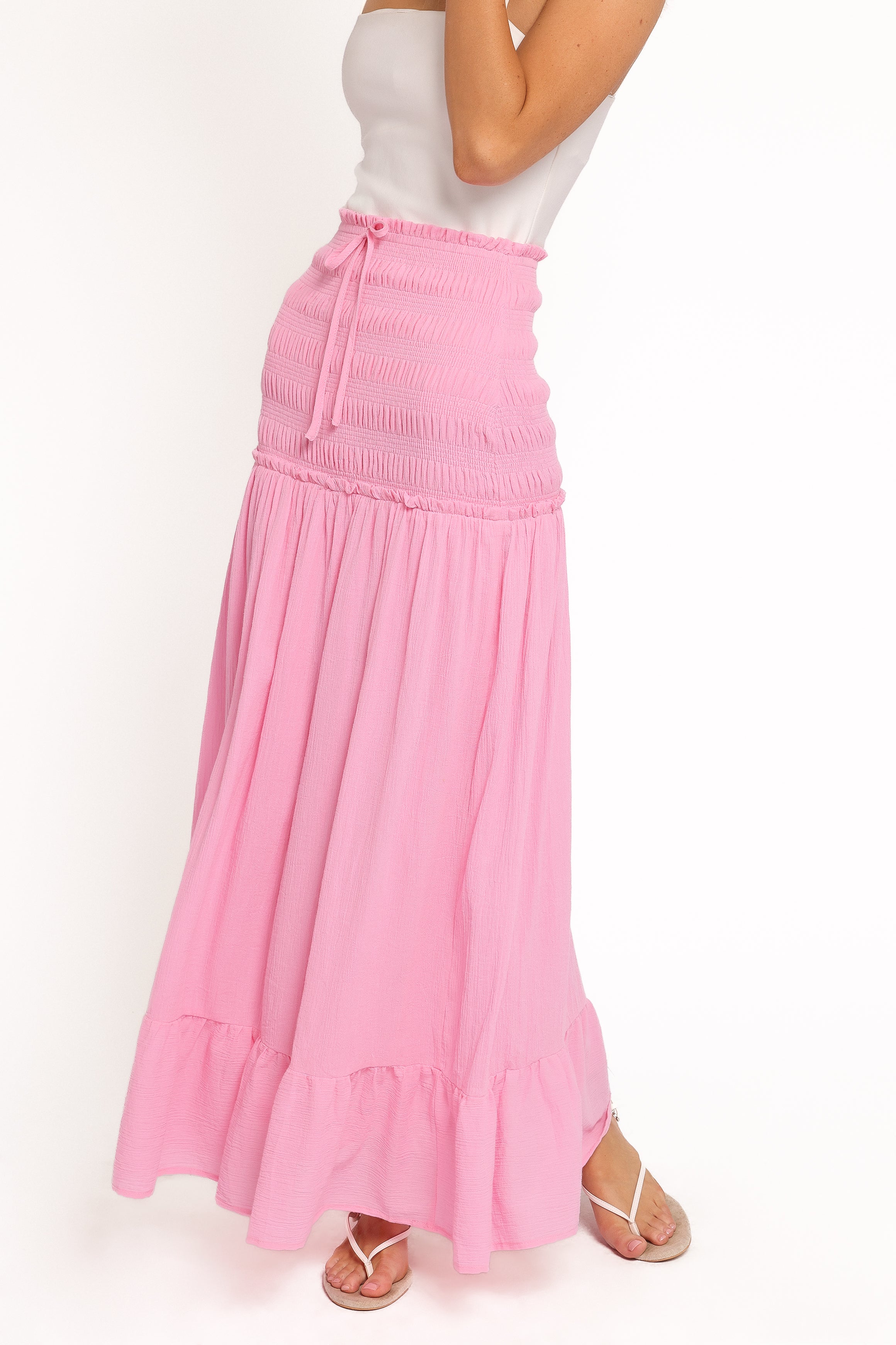 Petal and Pup USA BOTTOMS Valerie Drop Waist Maxi Skirt - Pink
