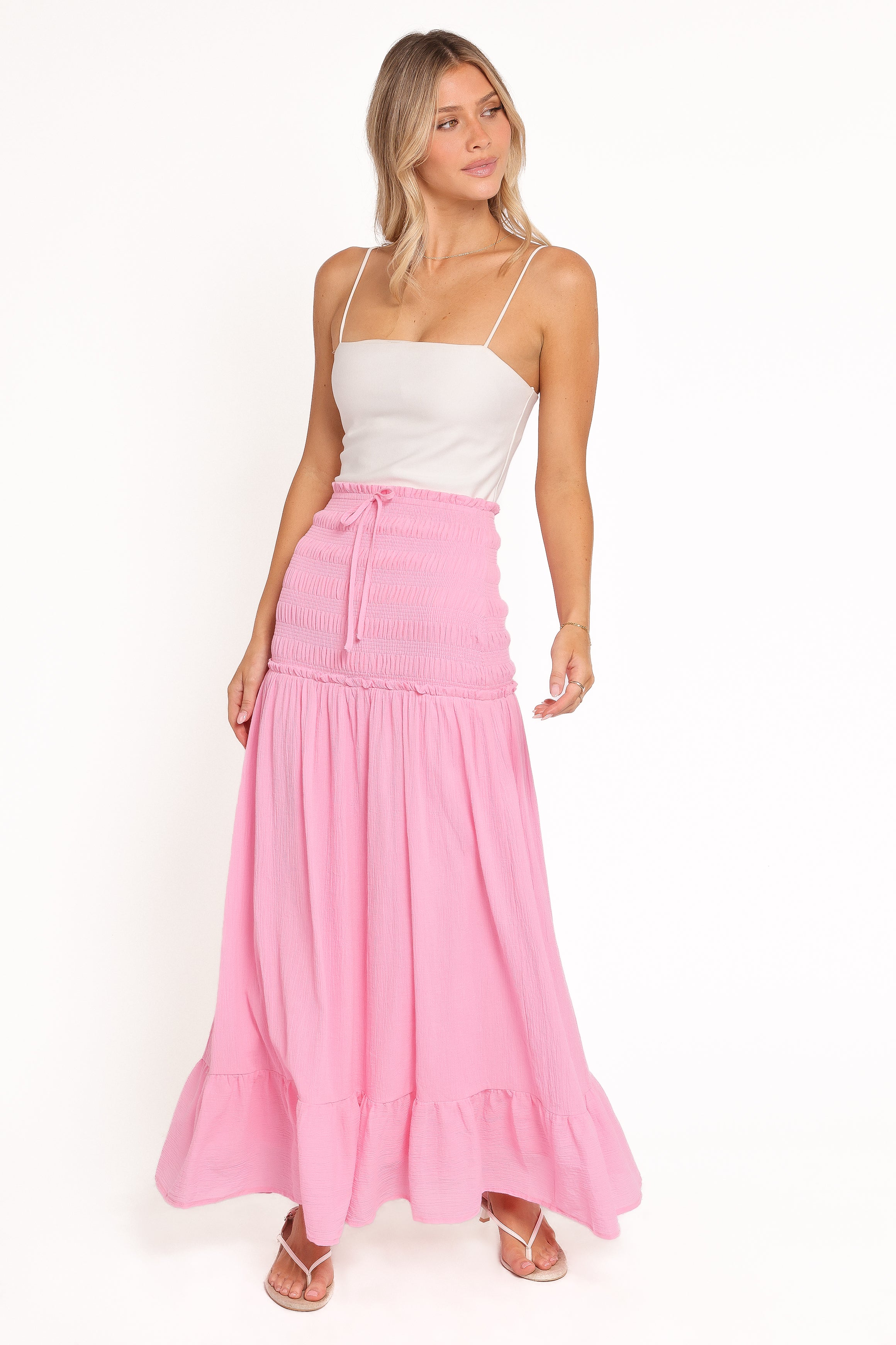 Petal and Pup USA BOTTOMS Valerie Drop Waist Maxi Skirt - Pink