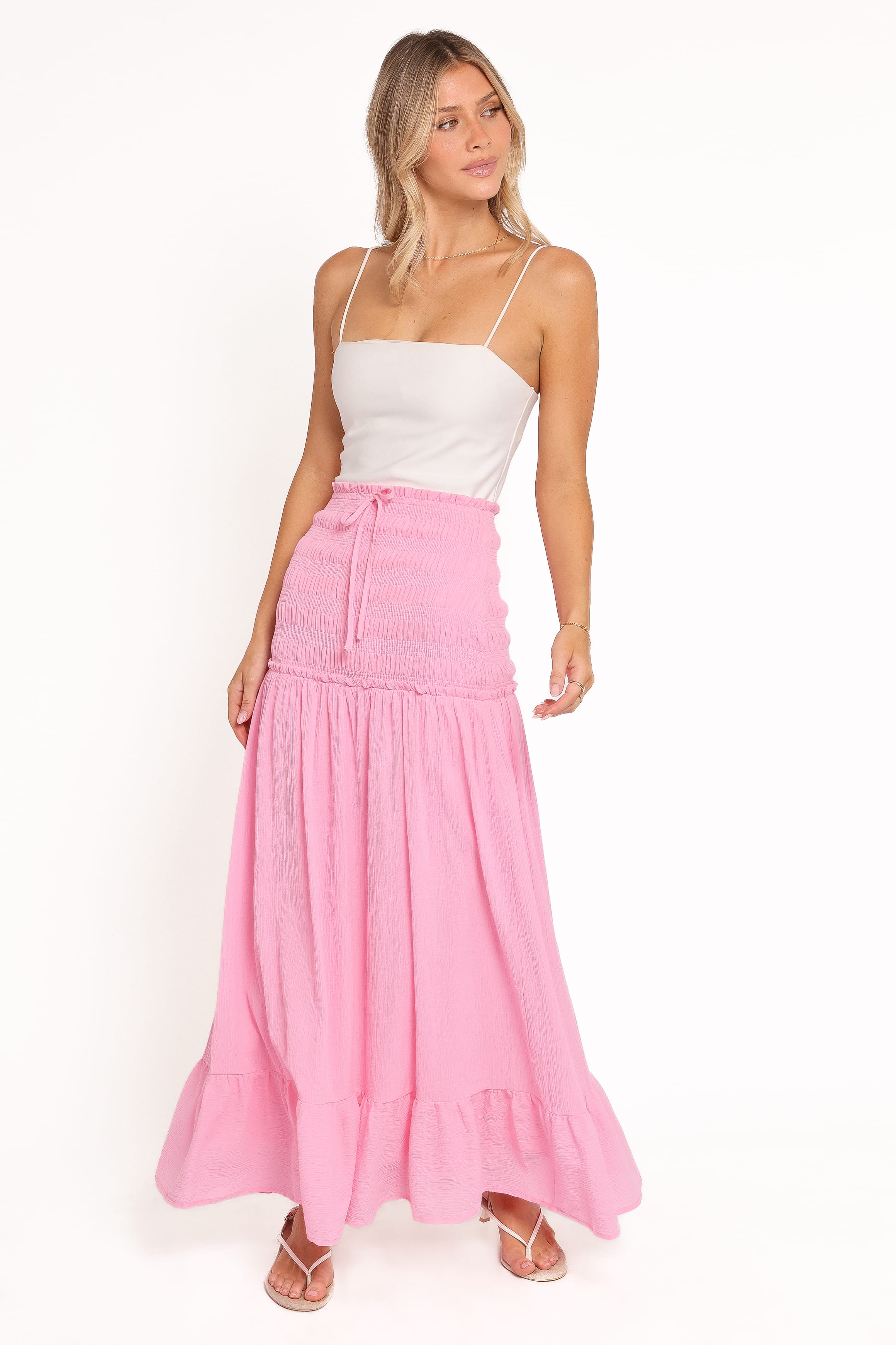 Petal and Pup USA BOTTOMS Valerie Drop Waist Maxi Skirt - Pink