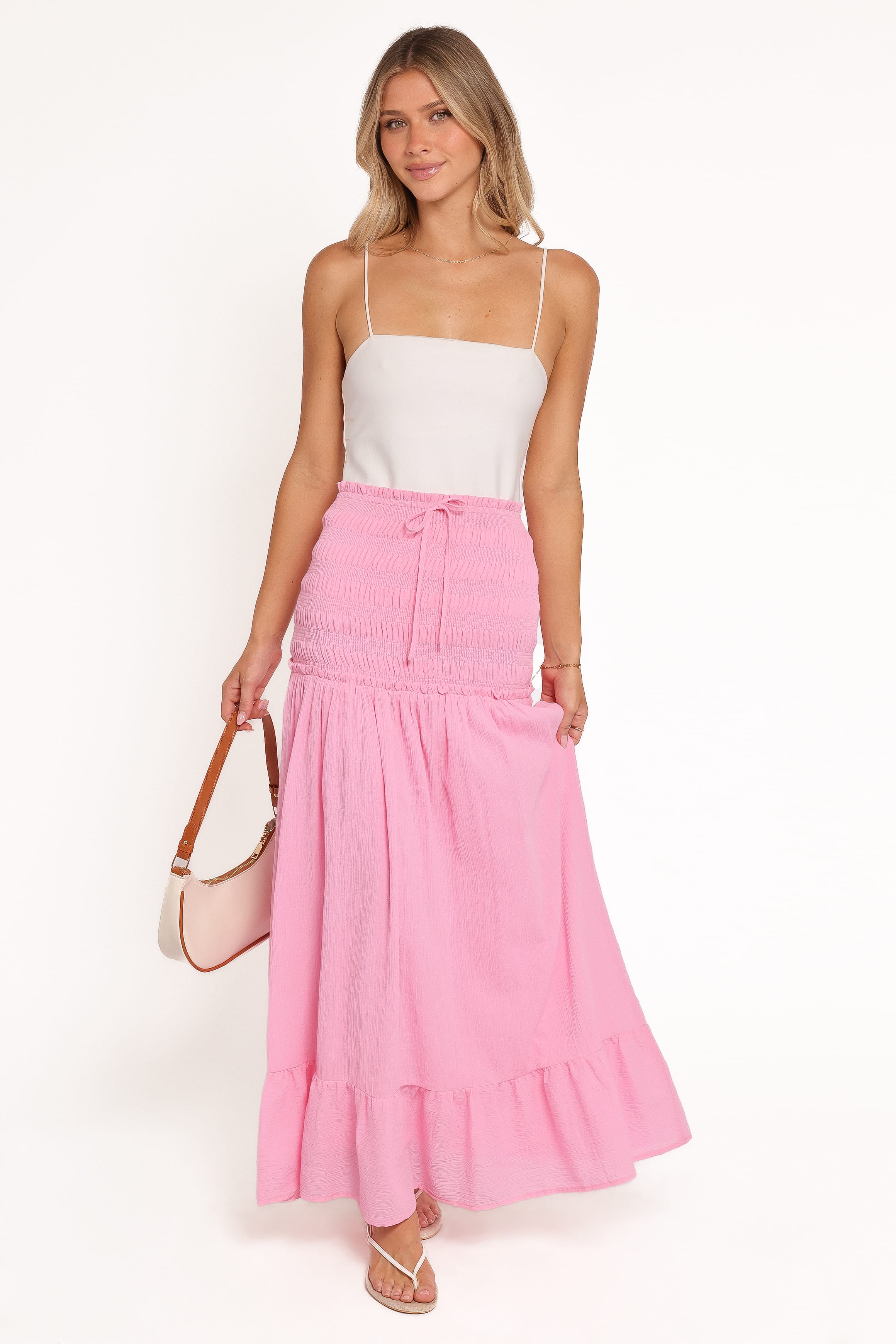 Petal and Pup USA BOTTOMS Valerie Drop Waist Maxi Skirt - Pink