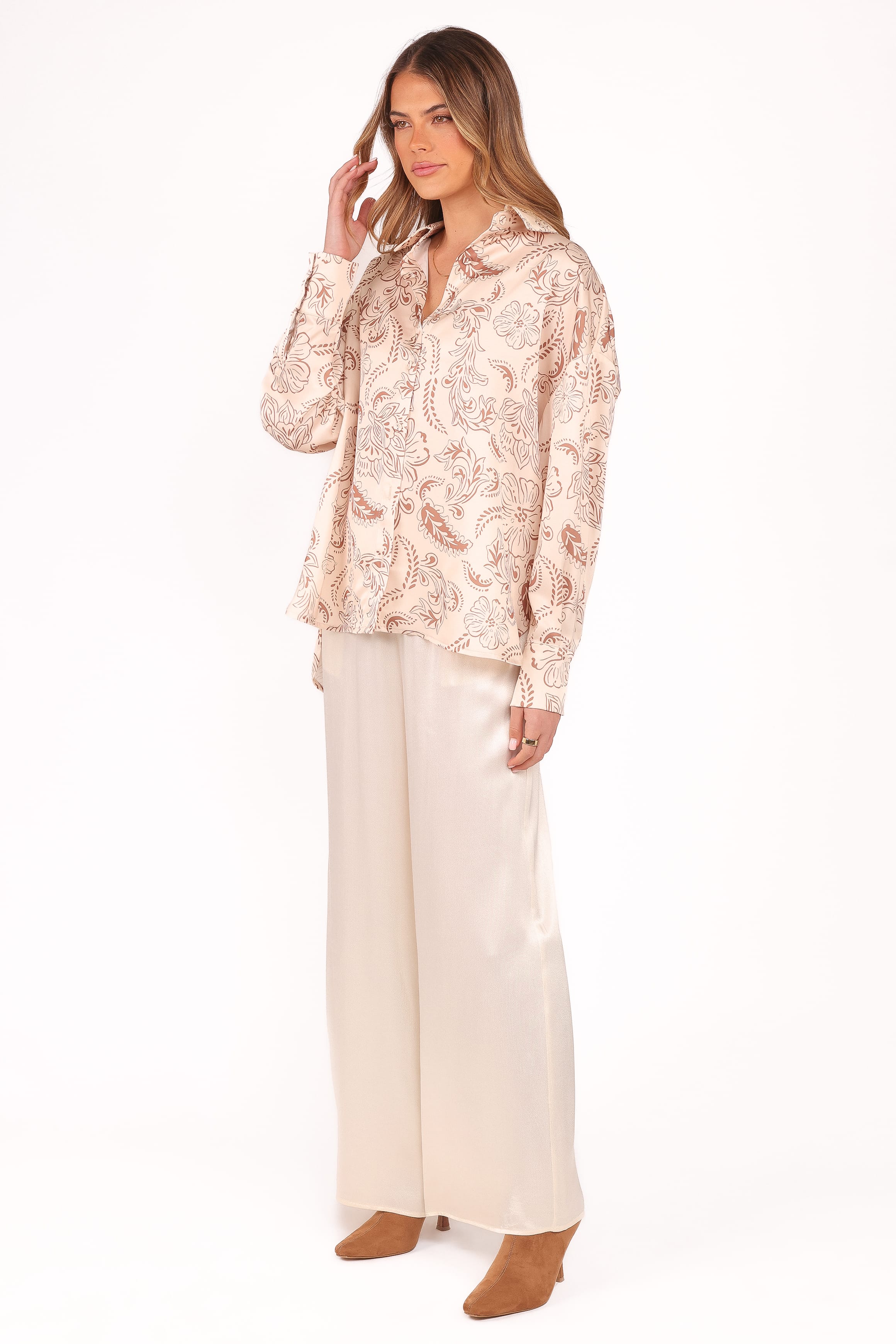 Petal and Pup USA BOTTOMS Valia Wide Leg Pant - Cream